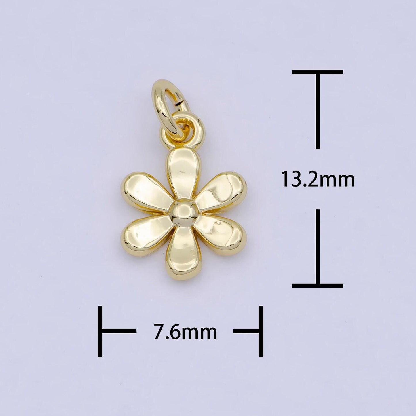 Dainty gold daisy flower pendant, 24k gold plated minimalistic floral florette charm | ag-088