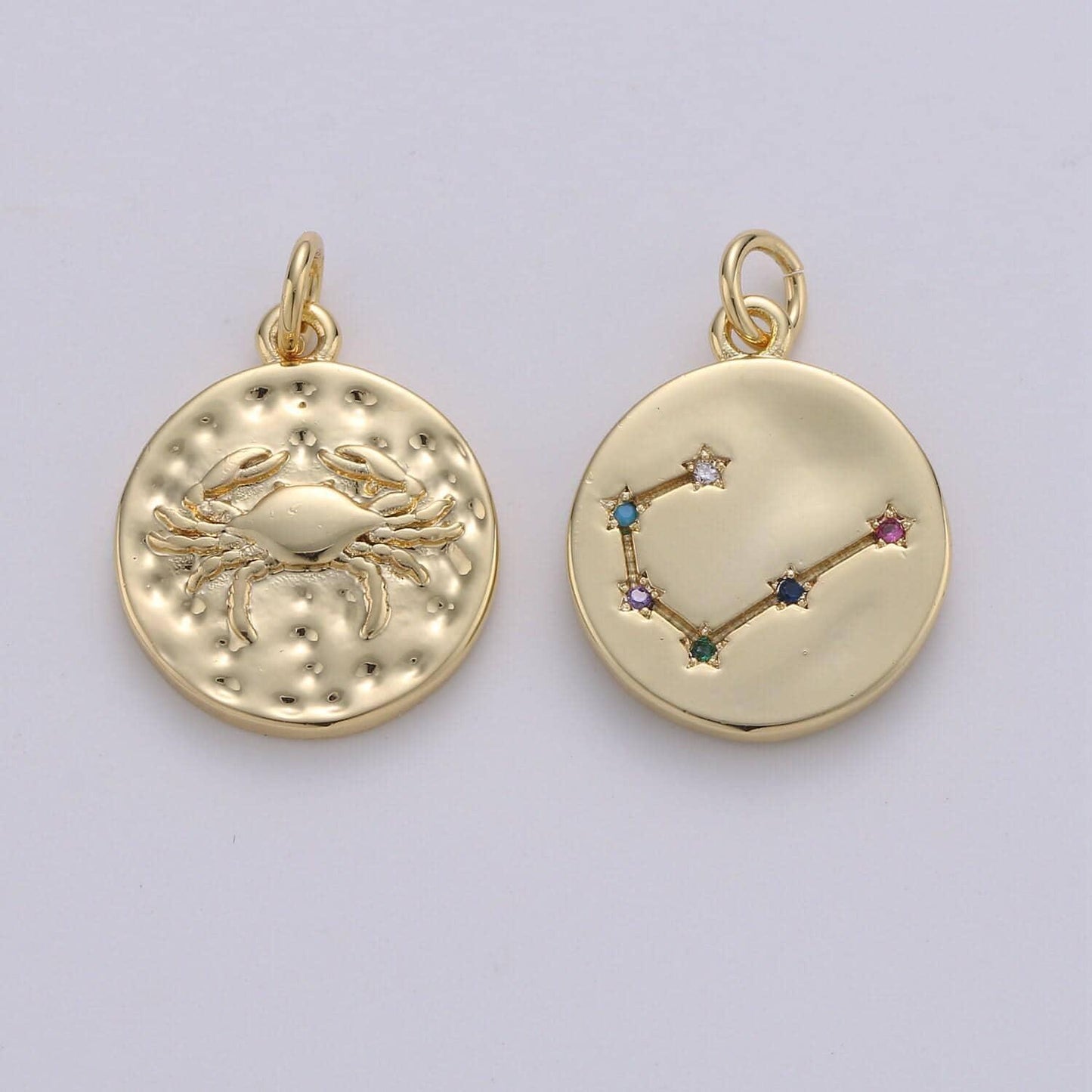 Gold zodiac constellation charms, zodiac symbol, horoscope charm, gold astrological zodiac signs, double sided charm pendant | a1707-1712