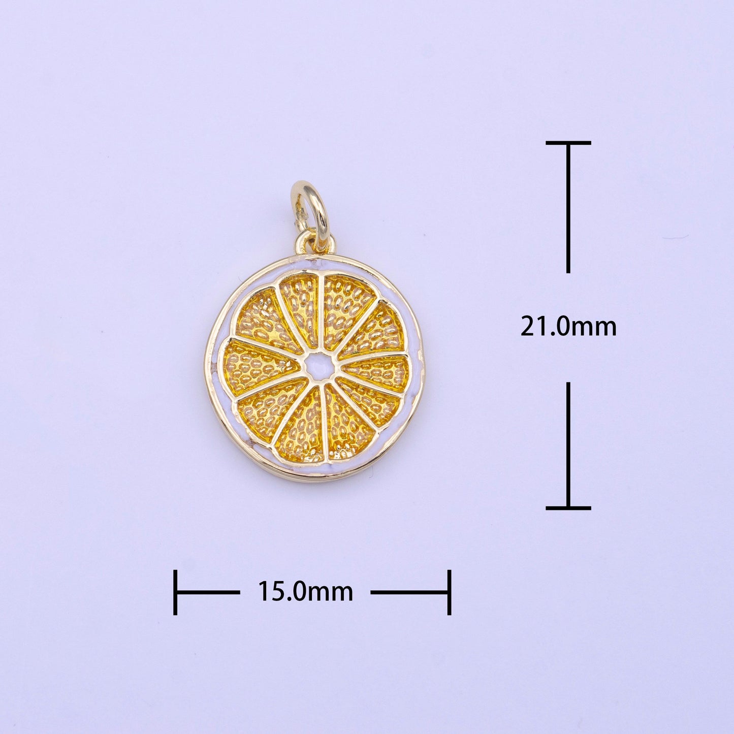 Enamel sliced orange fruit charm yellow lemon charm gold pendant for necklace earring supply component c694