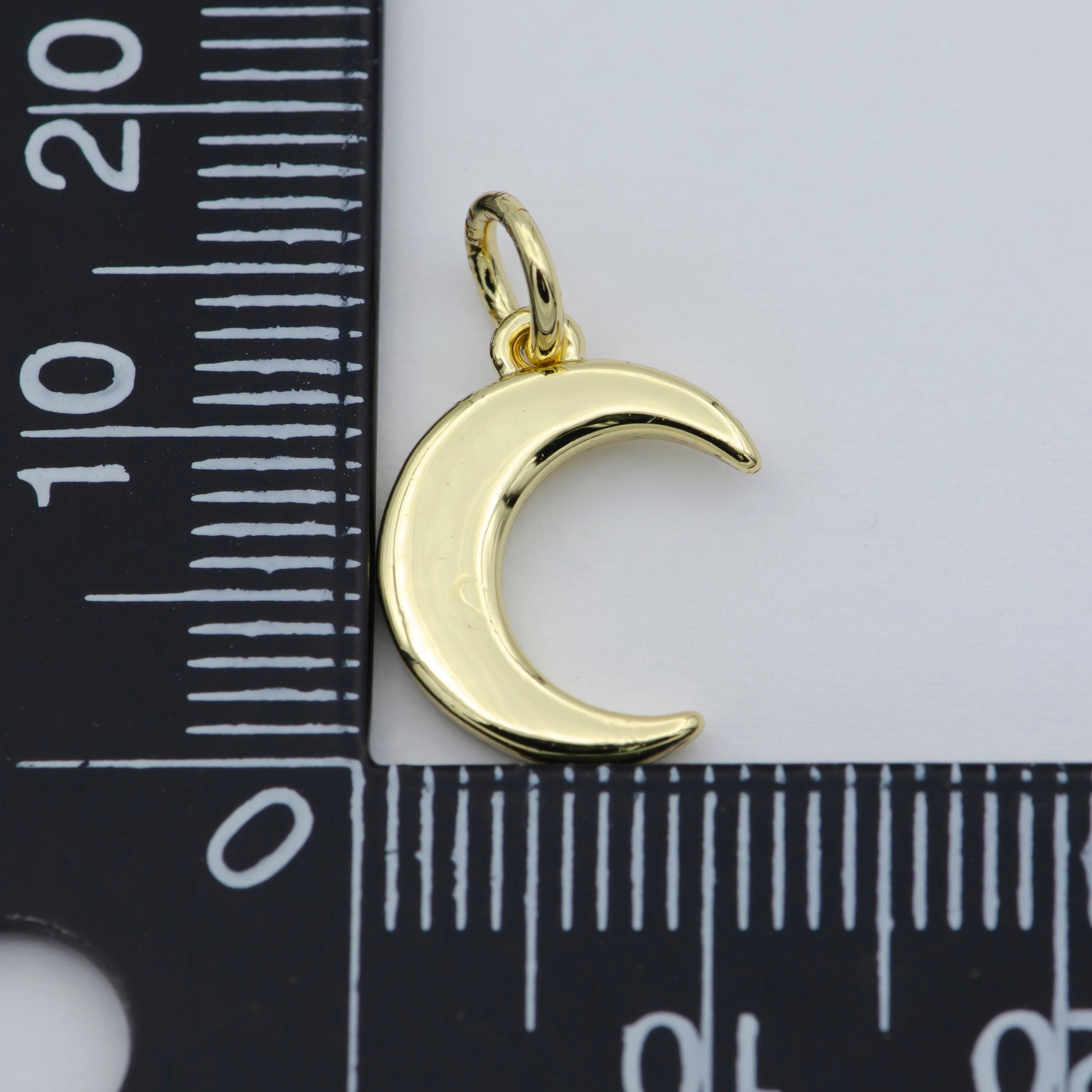 Gold moon charm, dainty crescent moon gold filled pendant add on charm necklace, bracelet, earring celestial jewelry, light pendant, m-364