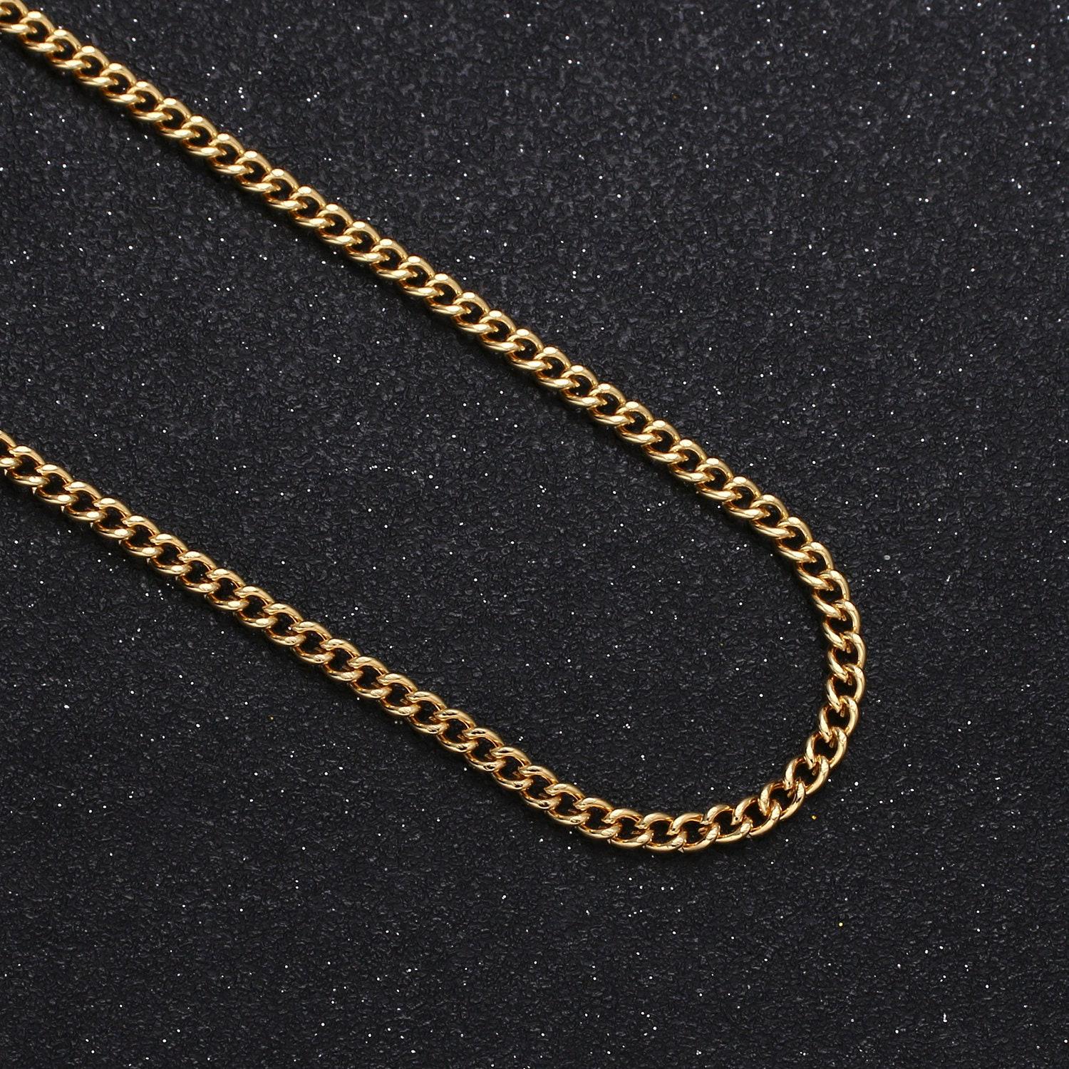 Gold cuban curb chain by yard, florida link chain,wholesale bulk roll chain for jewelry making, width 2.9mm,roll- 497, 498