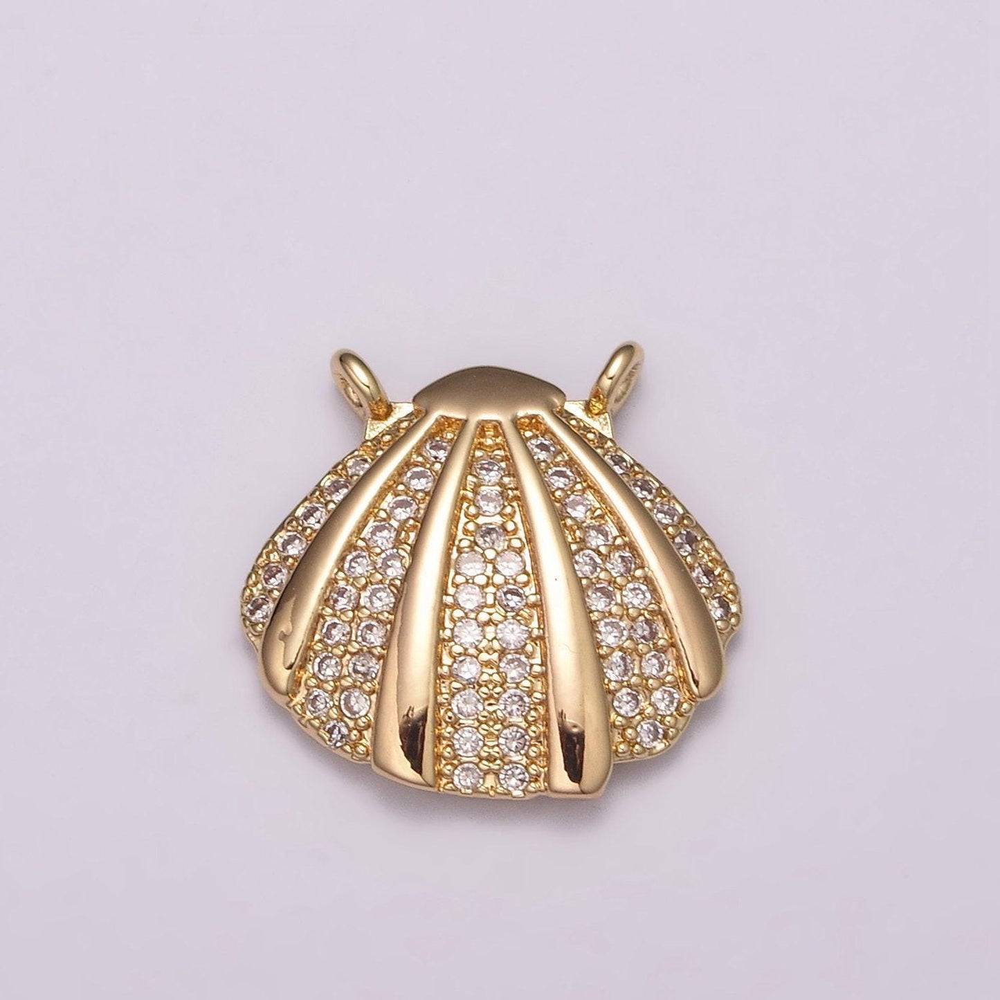 18k gold filled sea shell charm connector seashell link connector bracelet necklace, beach jewelry inspired