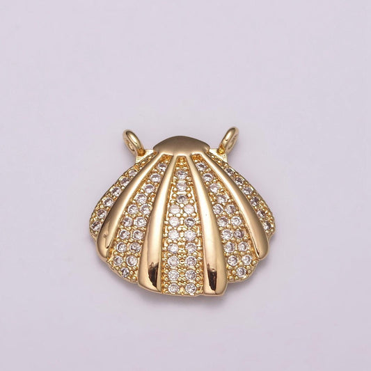 18k gold filled sea shell charm connector seashell link connector bracelet necklace, beach jewelry inspired
