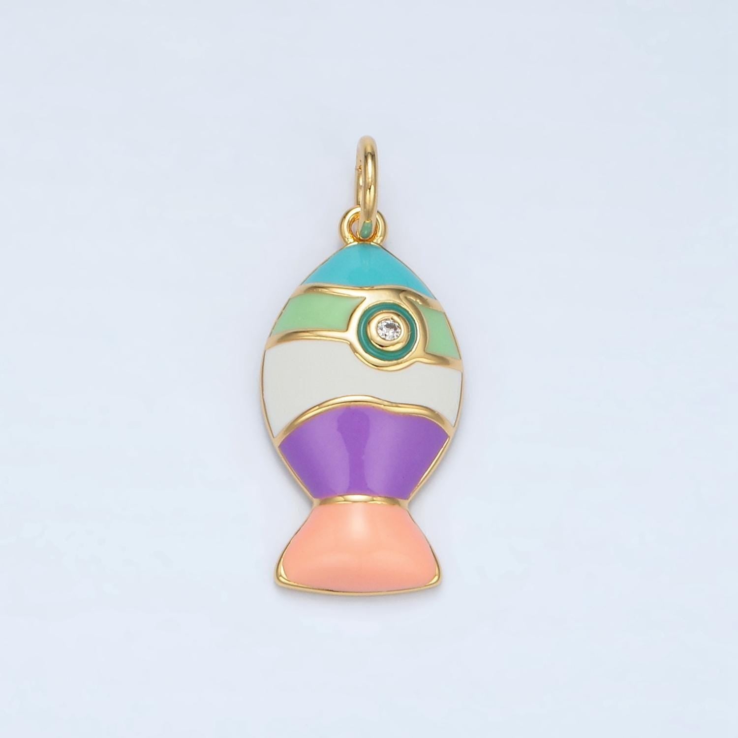 Mini colorful fish charm small rainbow fish pendants enamel animal pet charm for bracelet earring necklace charm supply | x305