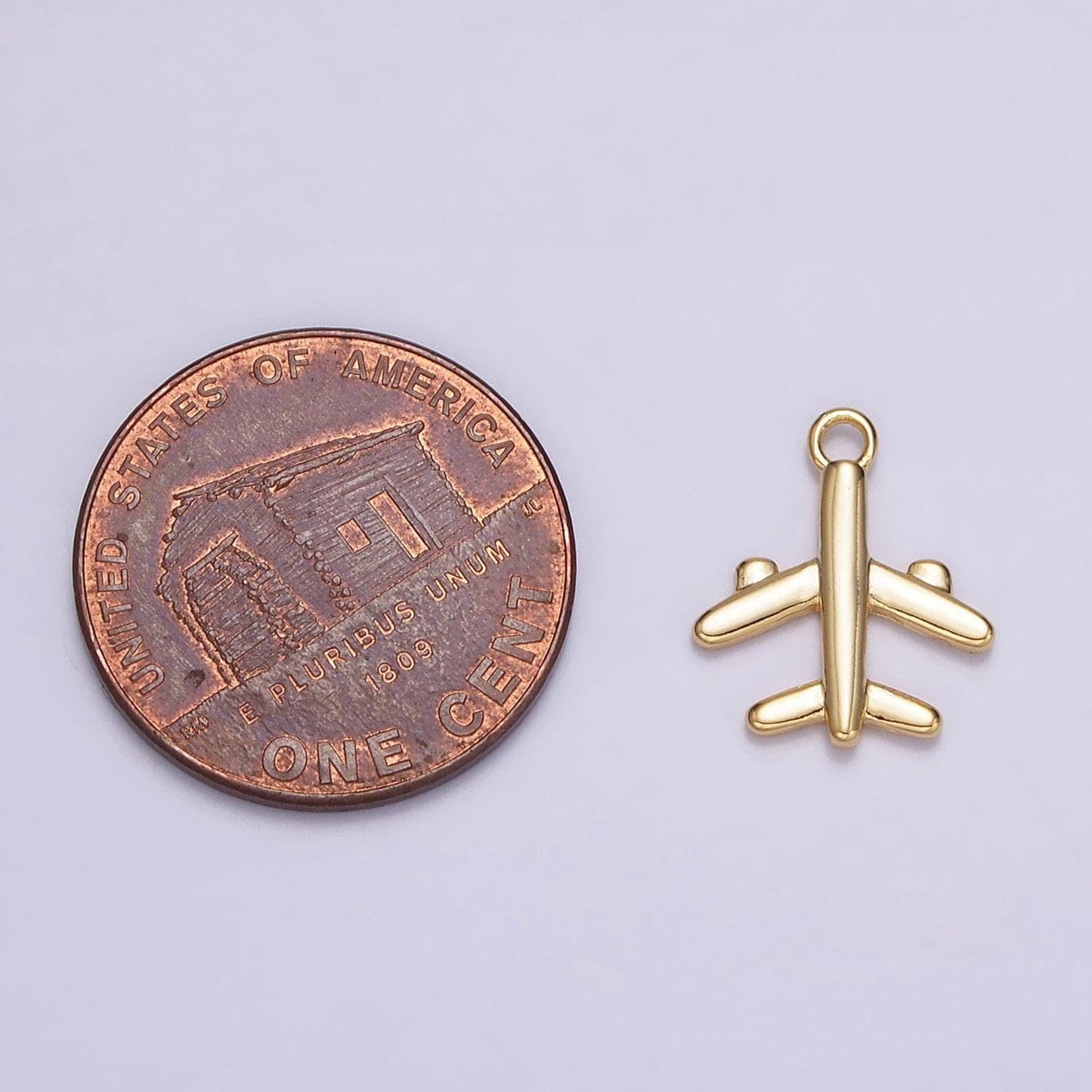 16k gold filled 16mm flying airplane traveling add-on charm | n973