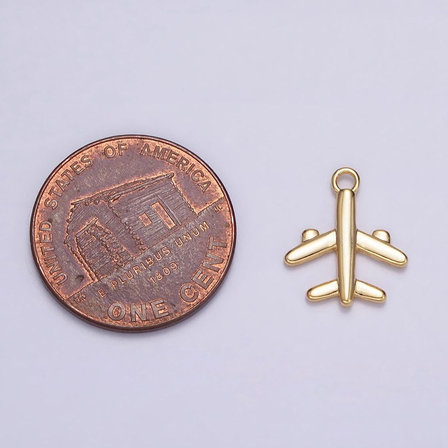 16k gold filled 16mm flying airplane traveling add-on charm | n973