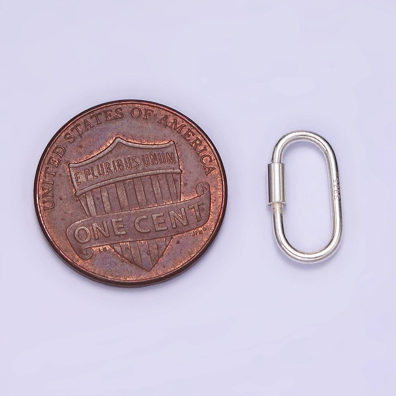 Dainty slim silver oval carabiner s925 sterling silver dainty screw lock clasp for jewelry making sl-487