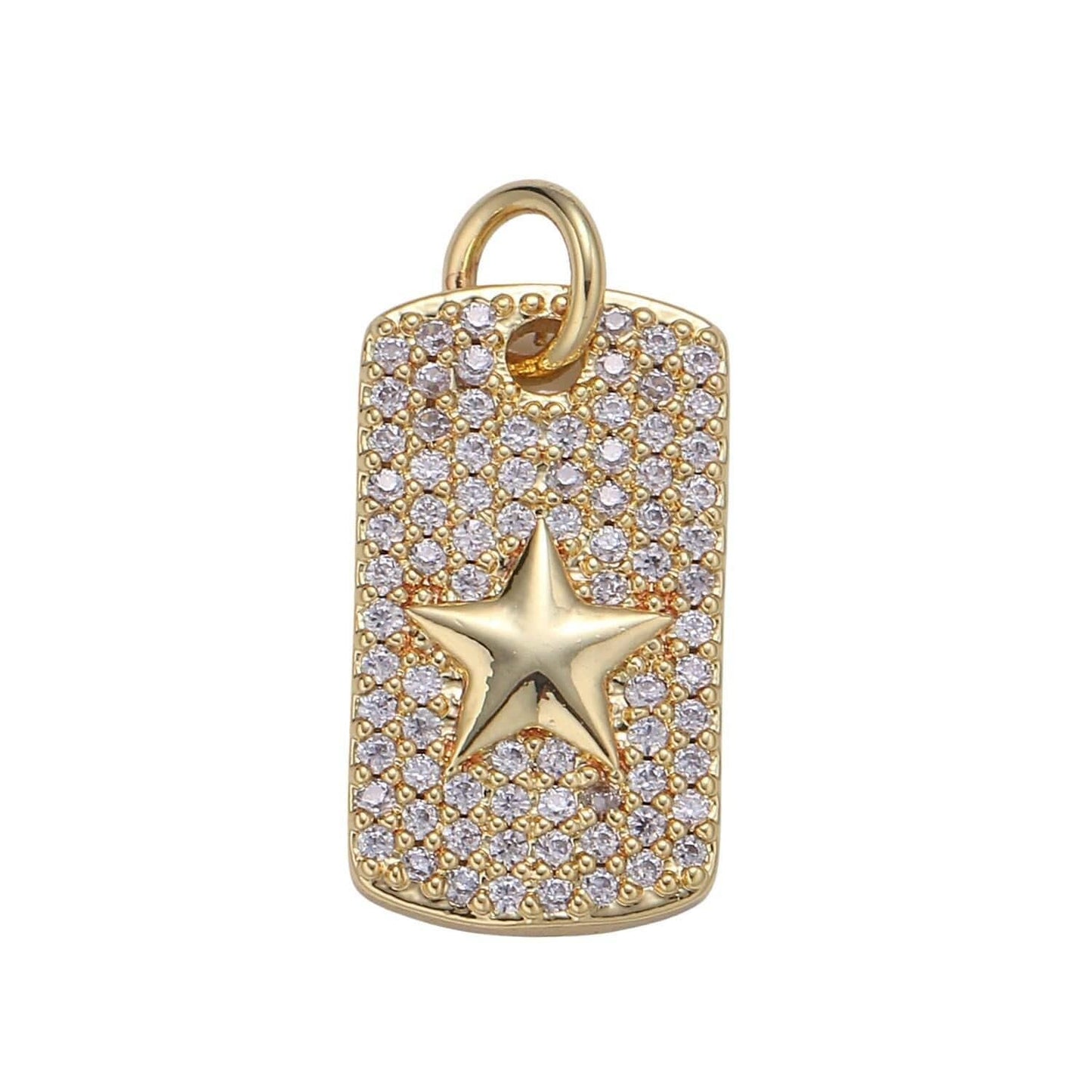 Micro pave star pendant dainty tag charm micro pave gold charm star tag charm jewelry making supply 24k gold findings, e-137