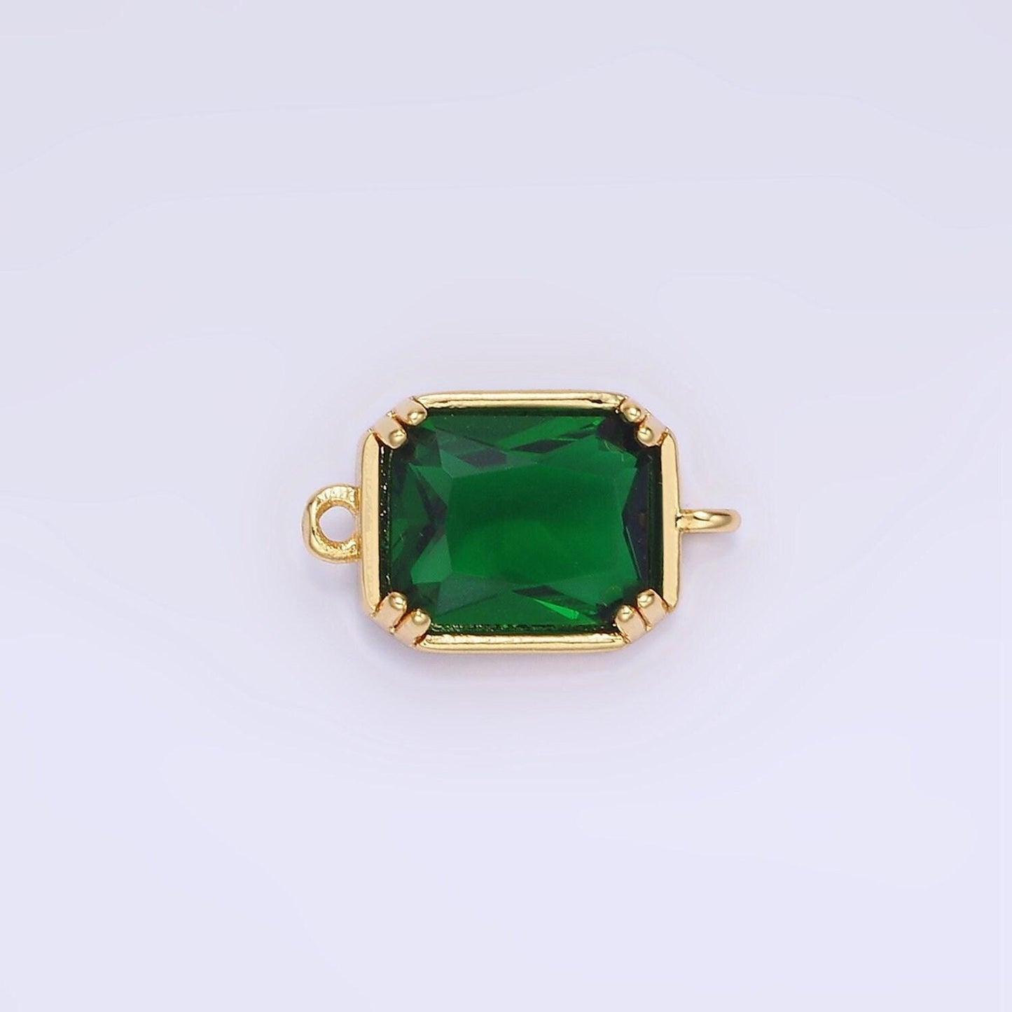 14k gold filled green, pink, blue, light green, baby blue cz multifaceted baguette connector | g342 - g344