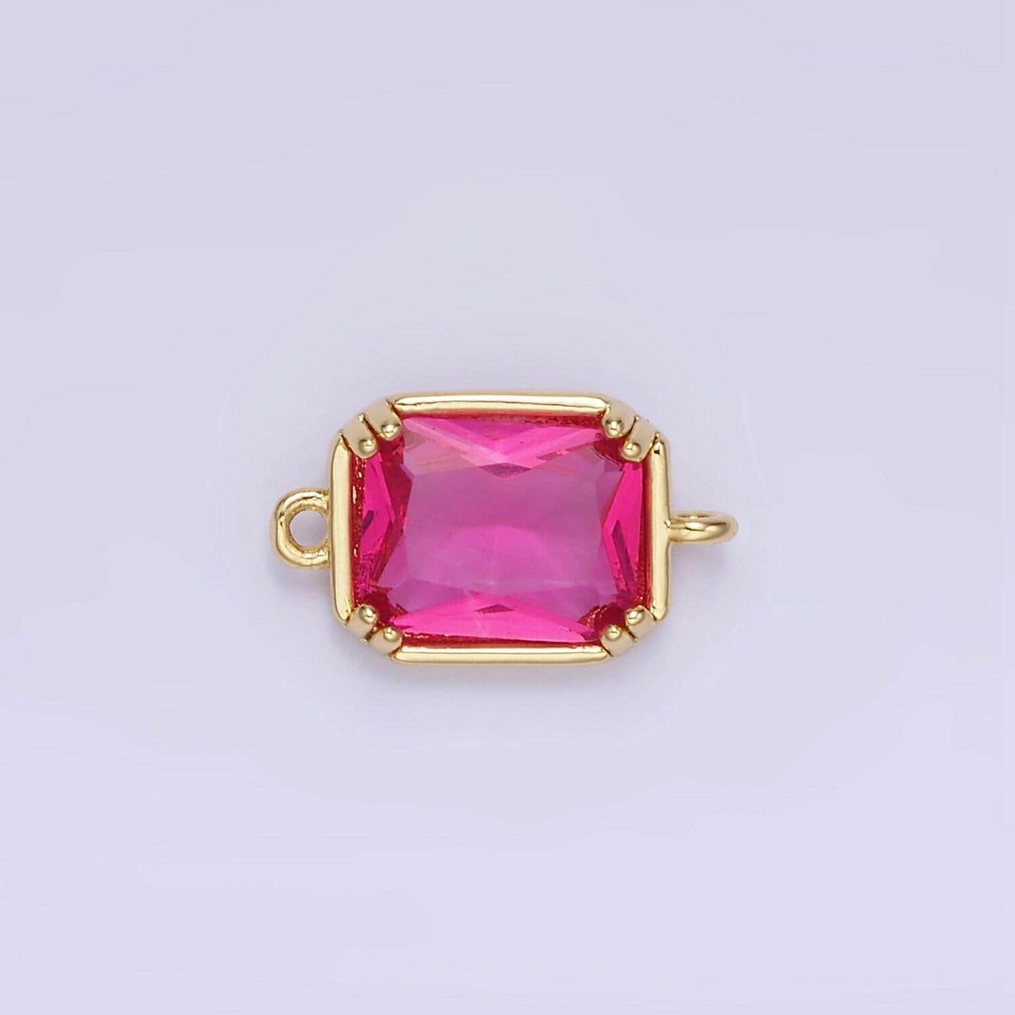 14k gold filled green, pink, blue, light green, baby blue cz multifaceted baguette connector | g342 - g344