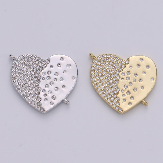 14k gold plated heart connector - dainty link connector- cubic love charm connector- for necklace bracelet component.cogp-179, 180