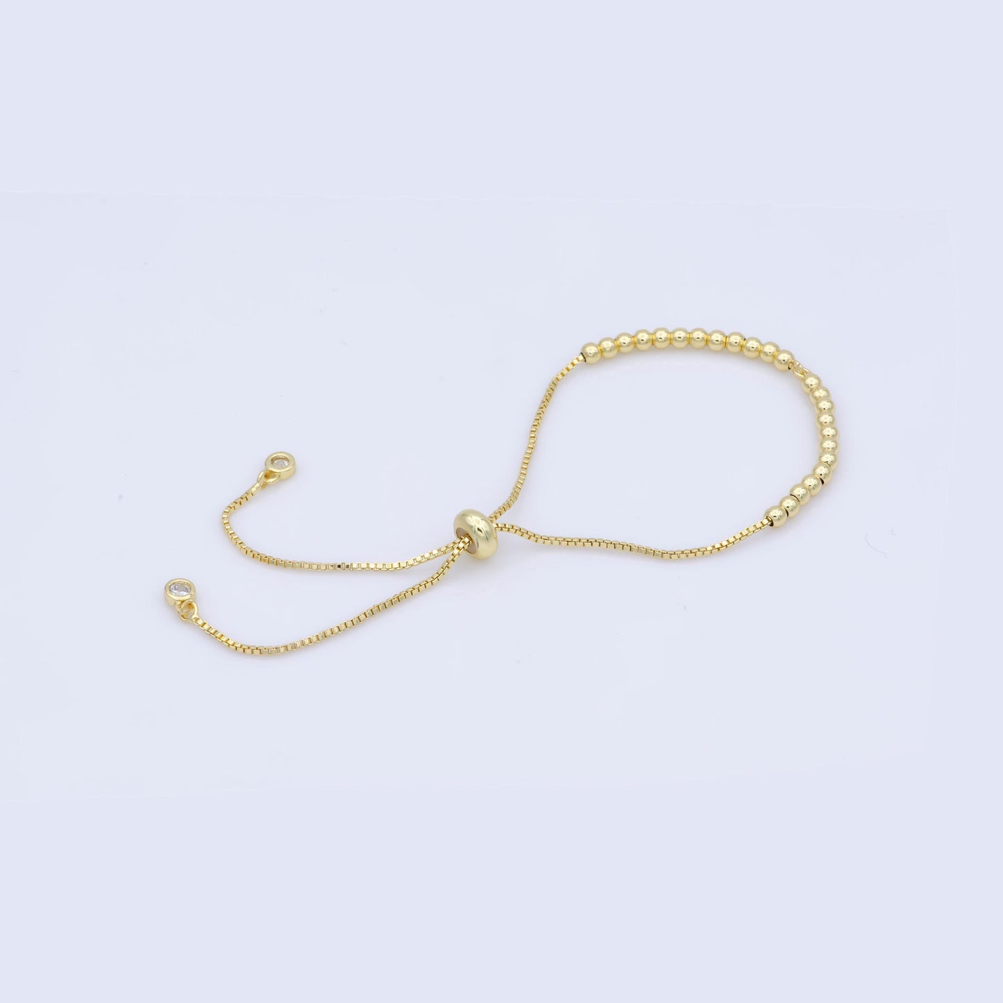 1pc.adjustable gold filled bracelet half semi finished with rubber stopper bolo beaded charm bracelets tennis bracelet box chain l-471, l472