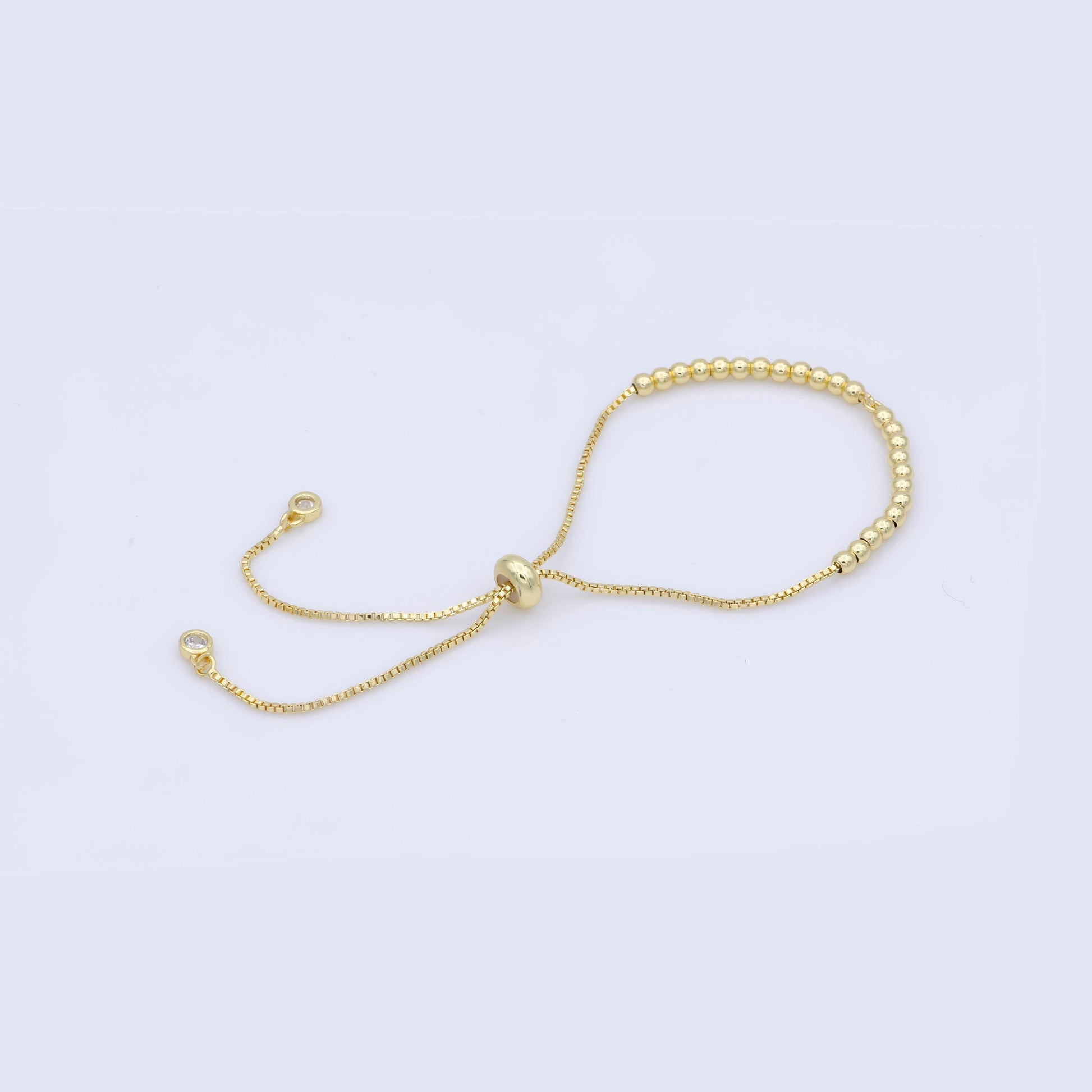 1pc.adjustable gold filled bracelet half semi finished with rubber stopper bolo beaded charm bracelets tennis bracelet box chain l-471, l472
