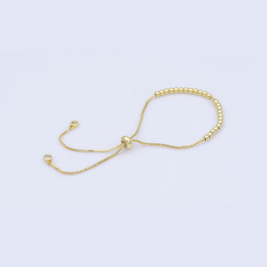 1pc.adjustable gold filled bracelet half semi finished with rubber stopper bolo beaded charm bracelets tennis bracelet box chain l-471, l472