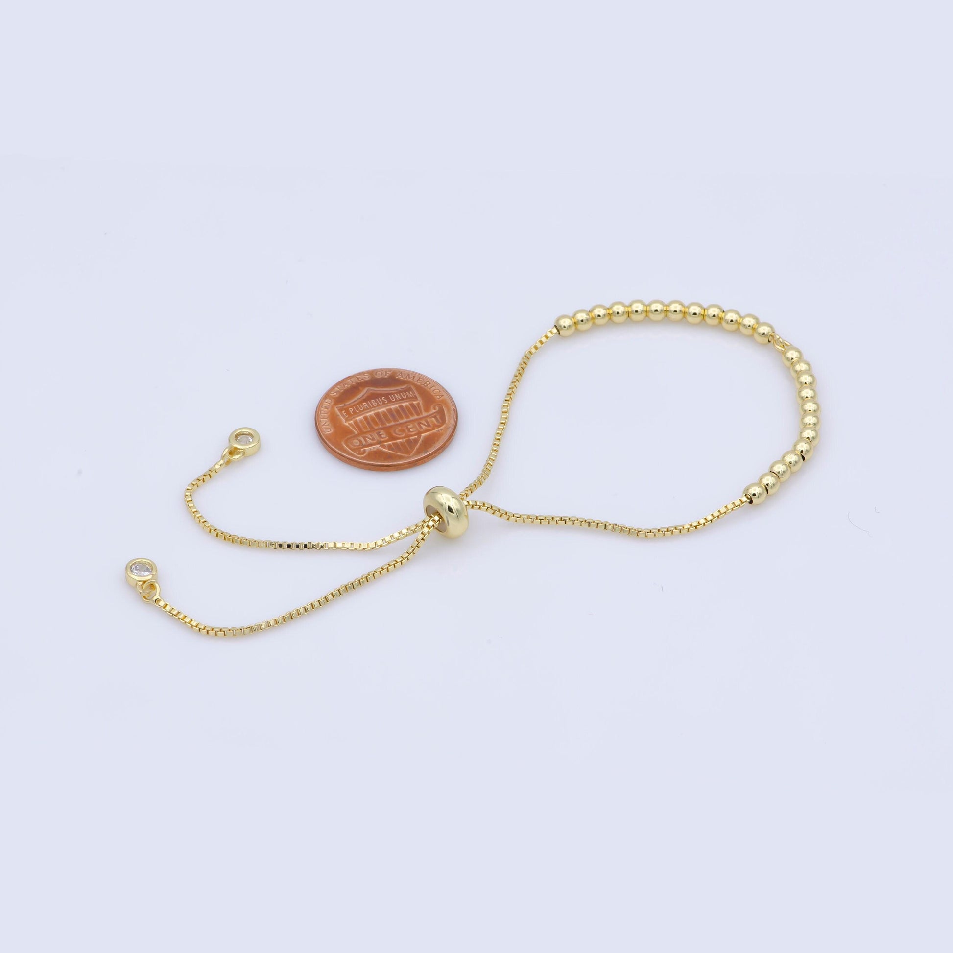 1pc.adjustable gold filled bracelet half semi finished with rubber stopper bolo beaded charm bracelets tennis bracelet box chain l-471, l472