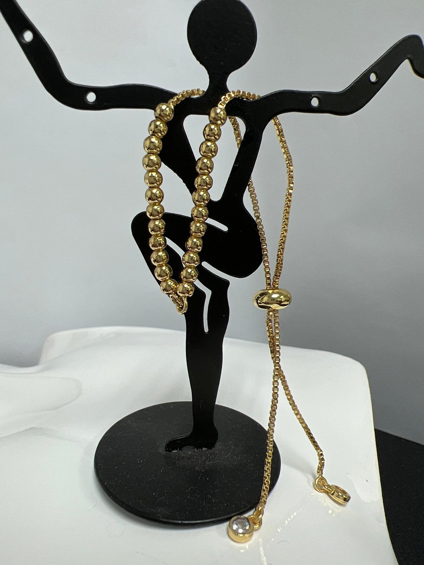 1pc.adjustable gold filled bracelet half semi finished with rubber stopper bolo beaded charm bracelets tennis bracelet box chain l-471, l472