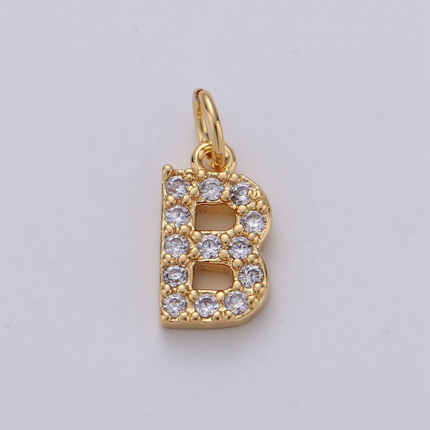 1pc gold cz micro pave initial letter charm, dainty letter pendant, cubic alphabeth charm, 9mm micro pave letters 08 a99-a111