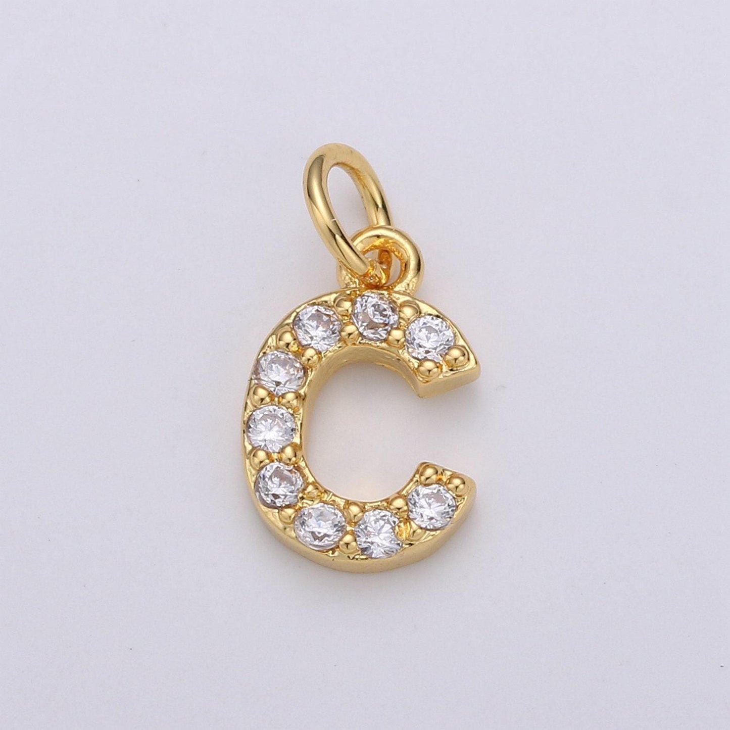 1pc gold cz micro pave initial letter charm, dainty letter pendant, cubic alphabeth charm, 9mm micro pave letters 08 a99-a111