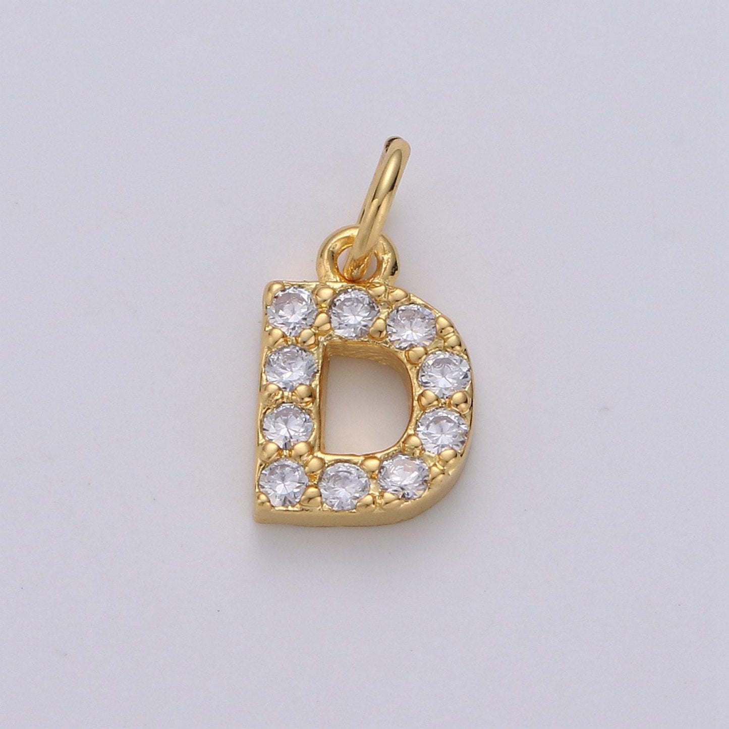 1pc gold cz micro pave initial letter charm, dainty letter pendant, cubic alphabeth charm, 9mm micro pave letters 08 a99-a111