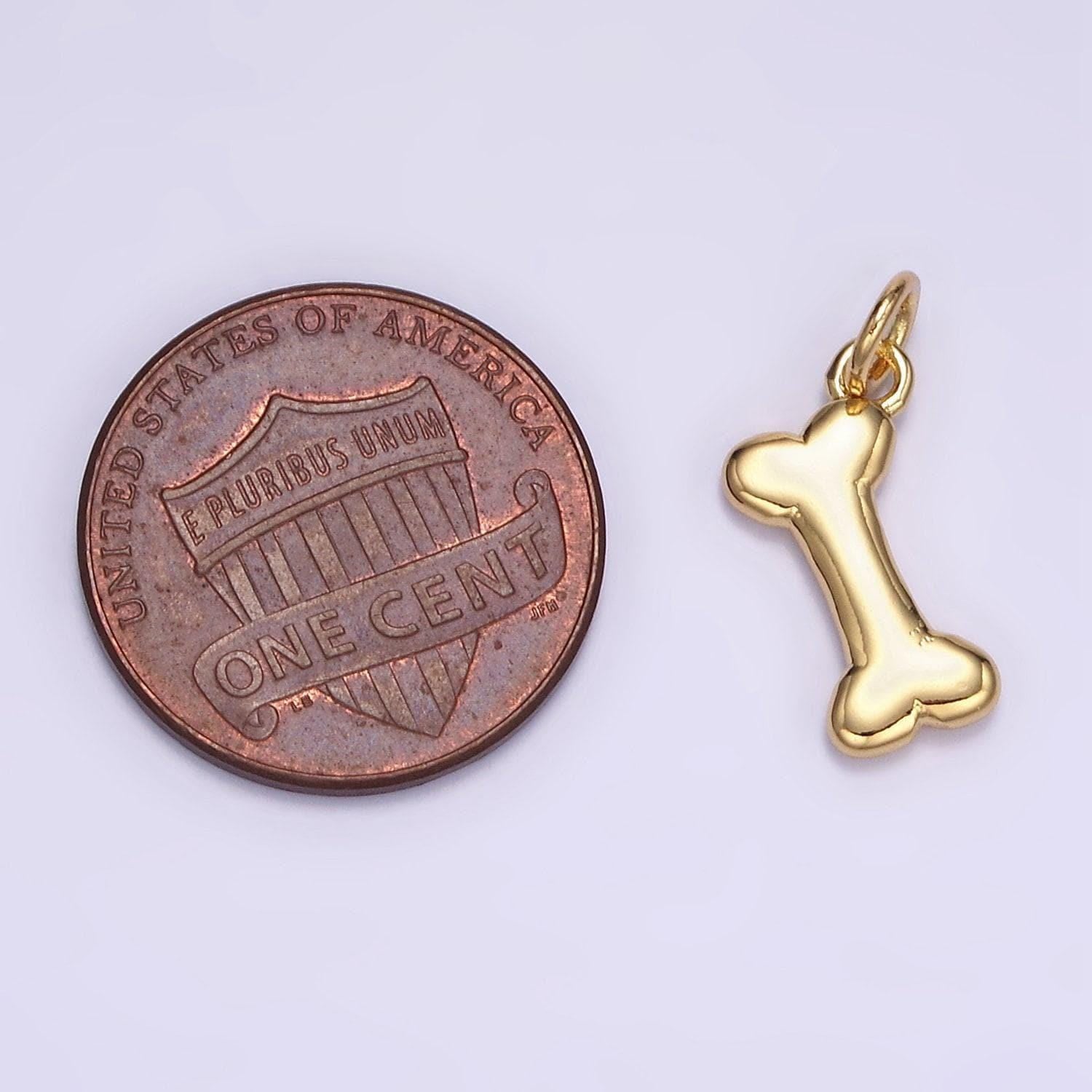 Mini bone charm in 18k gold filled for bracelet necklace earring charm supply m-126