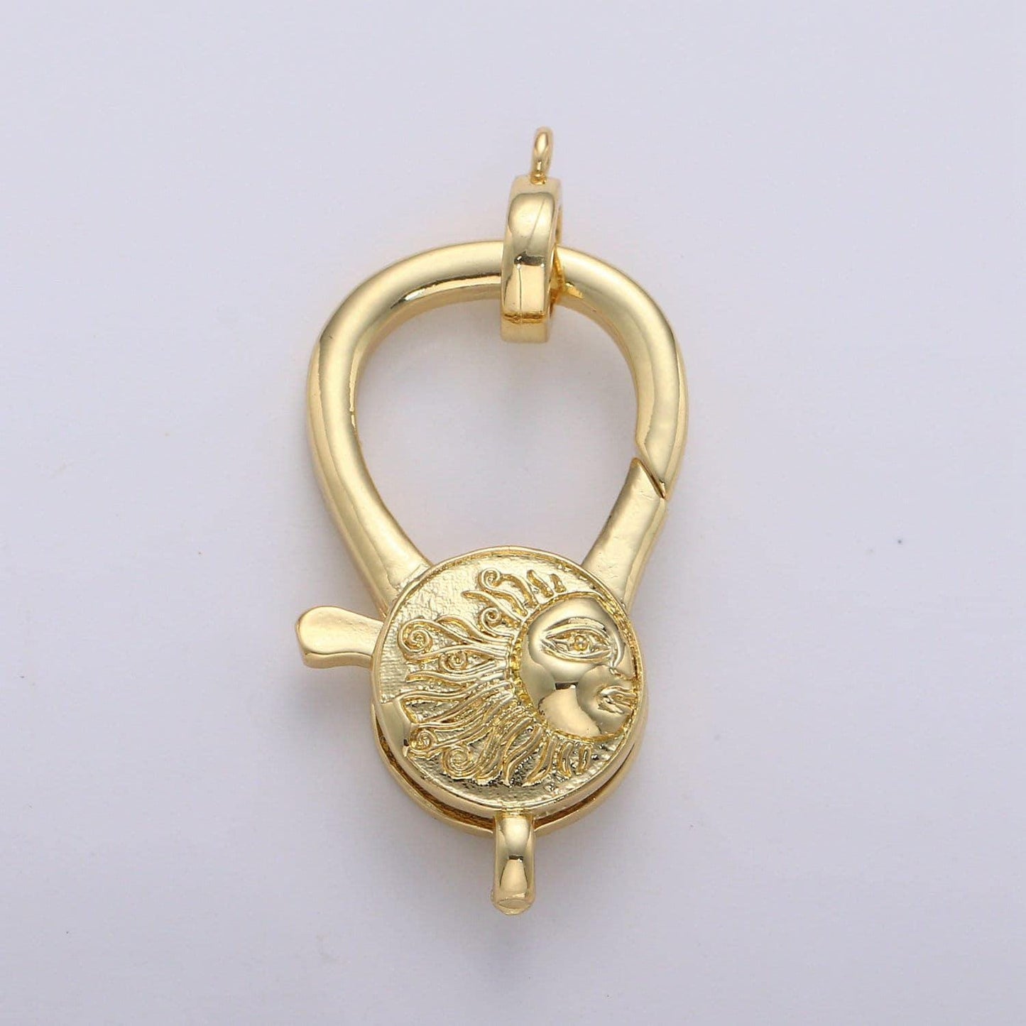 1pc 2 sides sunshine lobster clasp gold, unique design lobster claw with jump ringfor necklace bracelet anklet making laneyard | k-839