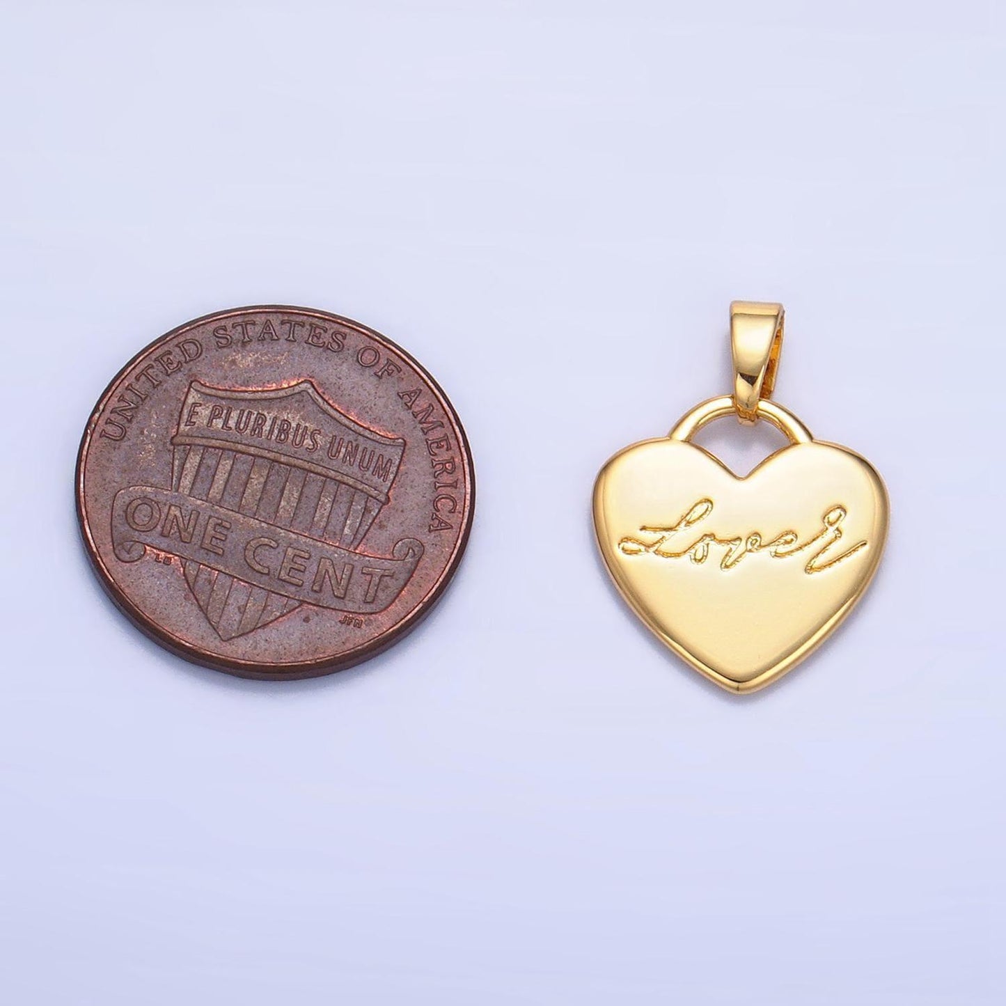 Minimalist heart cursive "lover" scripted 24k gold filled pendant | aa-1005