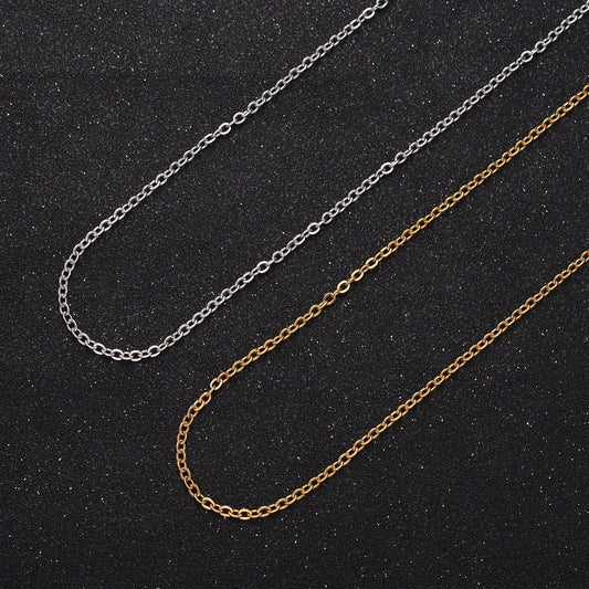 24k gold filled mini cable rolo bulk unfinished chain, 2mm width gold & silver wholesale chain for jewelry making | roll-953, roll-954