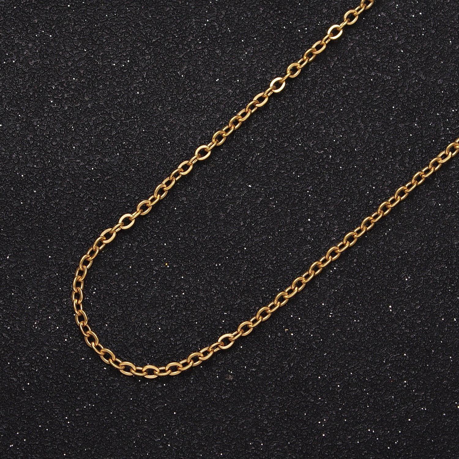24k gold filled mini cable rolo bulk unfinished chain, 2mm width gold & silver wholesale chain for jewelry making | roll-953, roll-954
