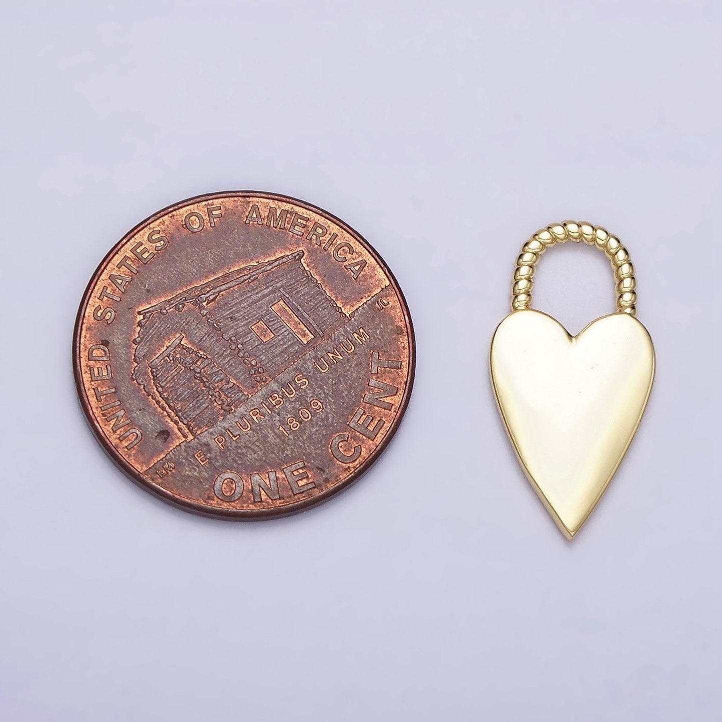 16k gold filled heart love twisted handle padlock charm | ac1177