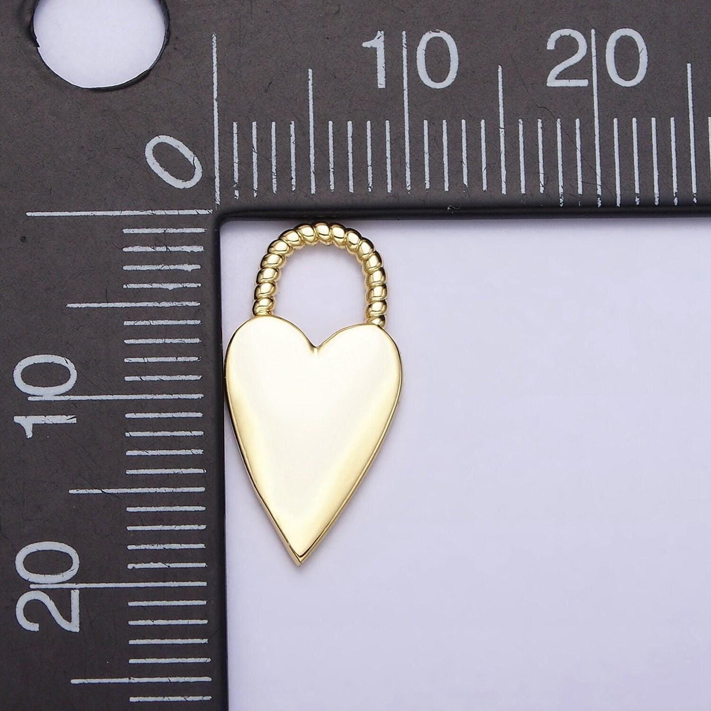 16k gold filled heart love twisted handle padlock charm | ac1177