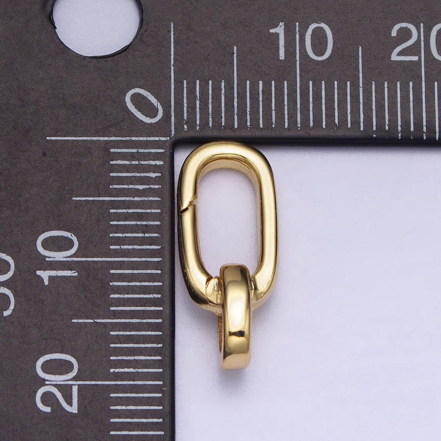 Gold or silver charm holder push gate oval clasp, spring gate clasp, 16x17mm wholesale supply for necklace jewelry making z311
