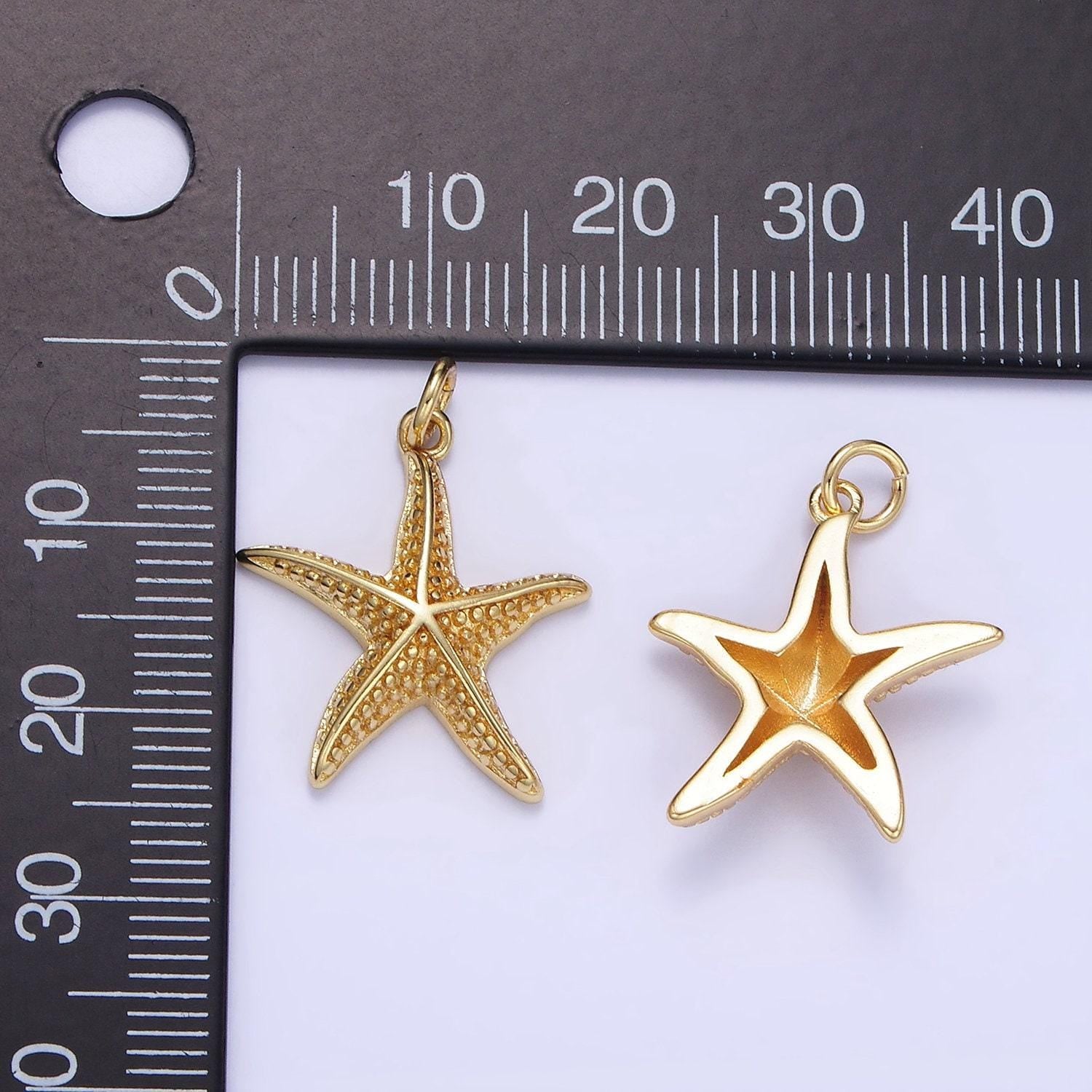 Gold starfish charms 24k gold filled sea star pendant starfish charm for bracelet necklace diy jewelry making supply fish ocean beach | c491
