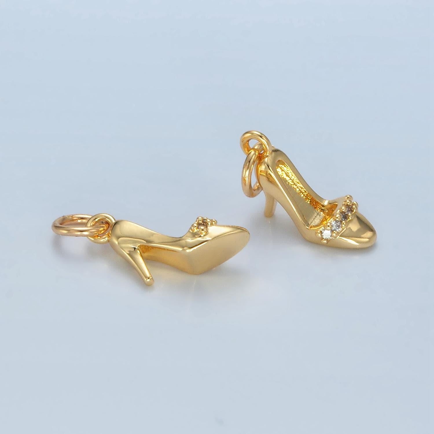 14k gold filled 13mm high heel shoe charm women fashionista pendant minimalist charm | x934