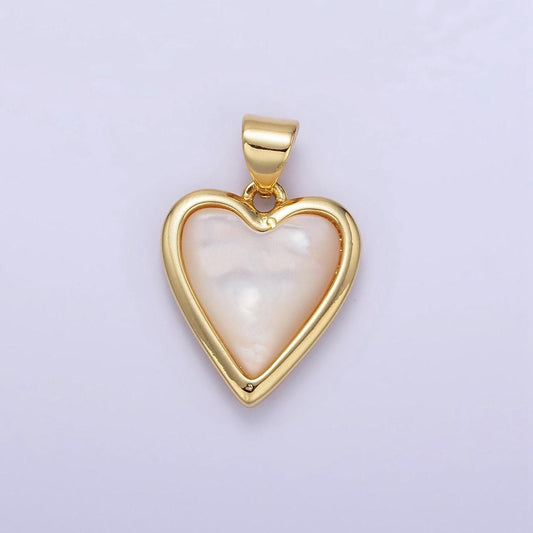24k gold filled shell pearl charm minimalist love bezel heart pendant | aa1345