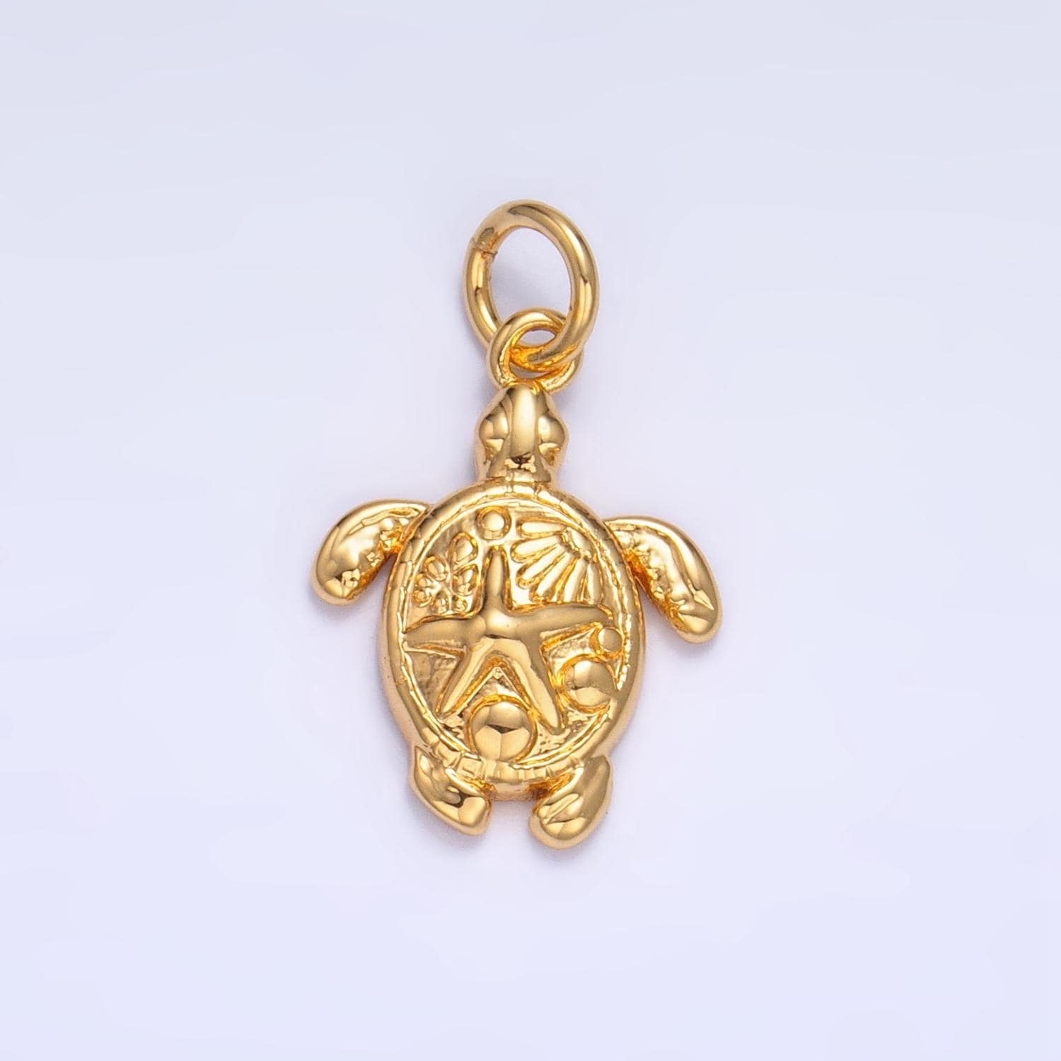 Sea turtle starfish ocean animal 24k gold filled charm in gold & silver | ag-886