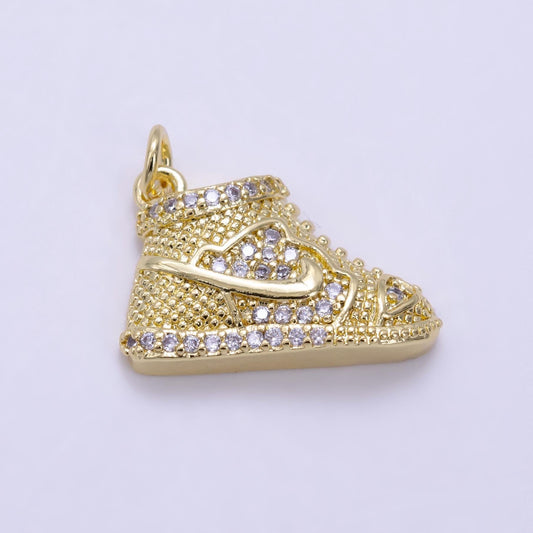 14k gold filled 12mm high top shoe charm cubic zirconia sneaker men women charm pendant minimalist charm | x595