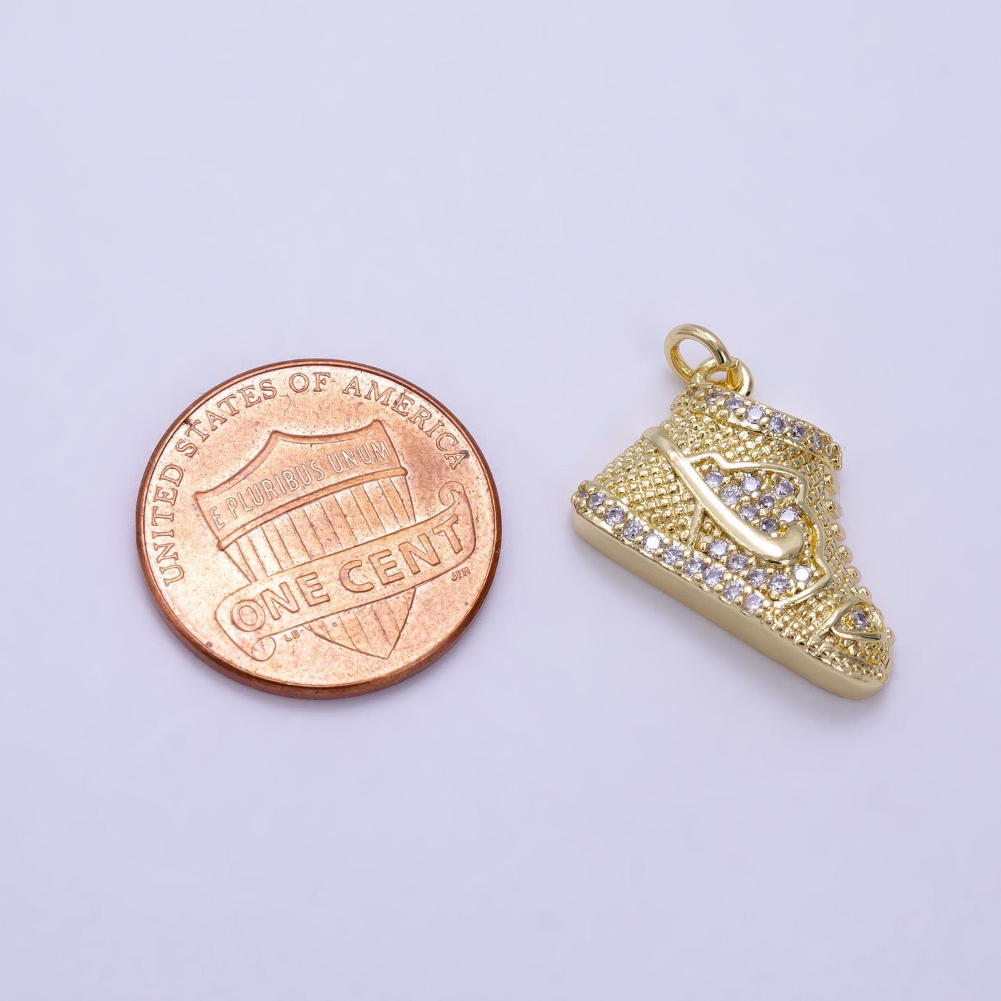 14k gold filled 12mm high top shoe charm cubic zirconia sneaker men women charm pendant minimalist charm | x595