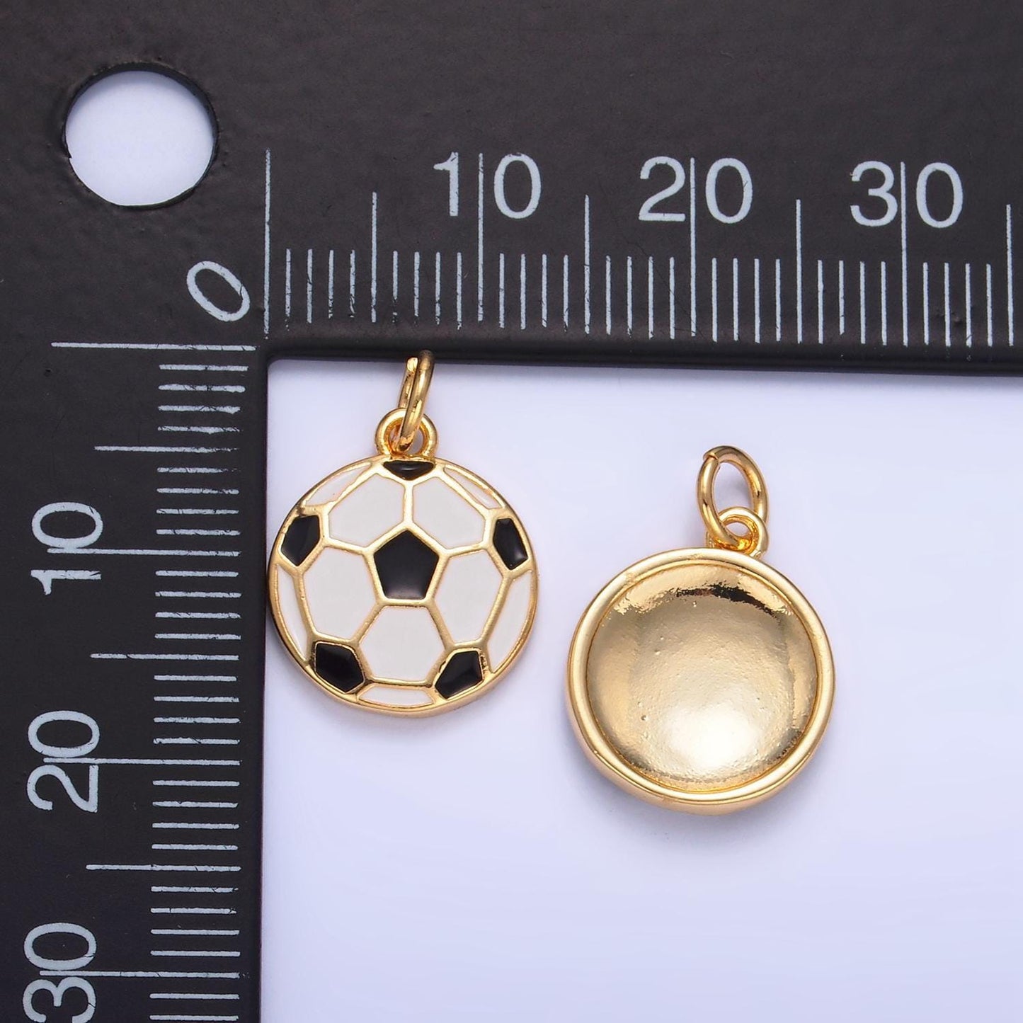 Enamel soccer ball 24k gold filled sports charm for bracelet necklace jewelry making supply | w-049