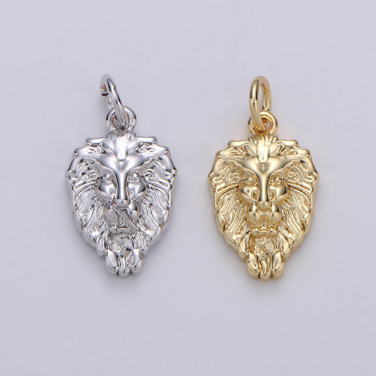 14k gold lion charm, lion pendant, lion bracelet, lion silver charm, animal charm, nature
