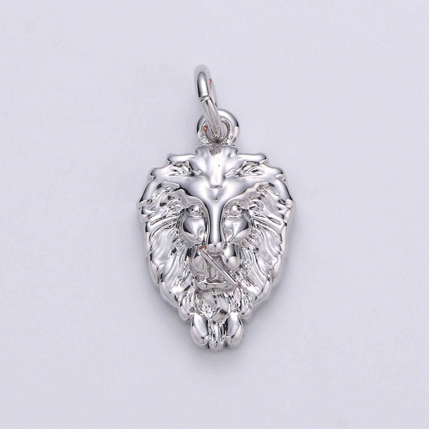 14k gold lion charm, lion pendant, lion bracelet, lion silver charm, animal charm, nature