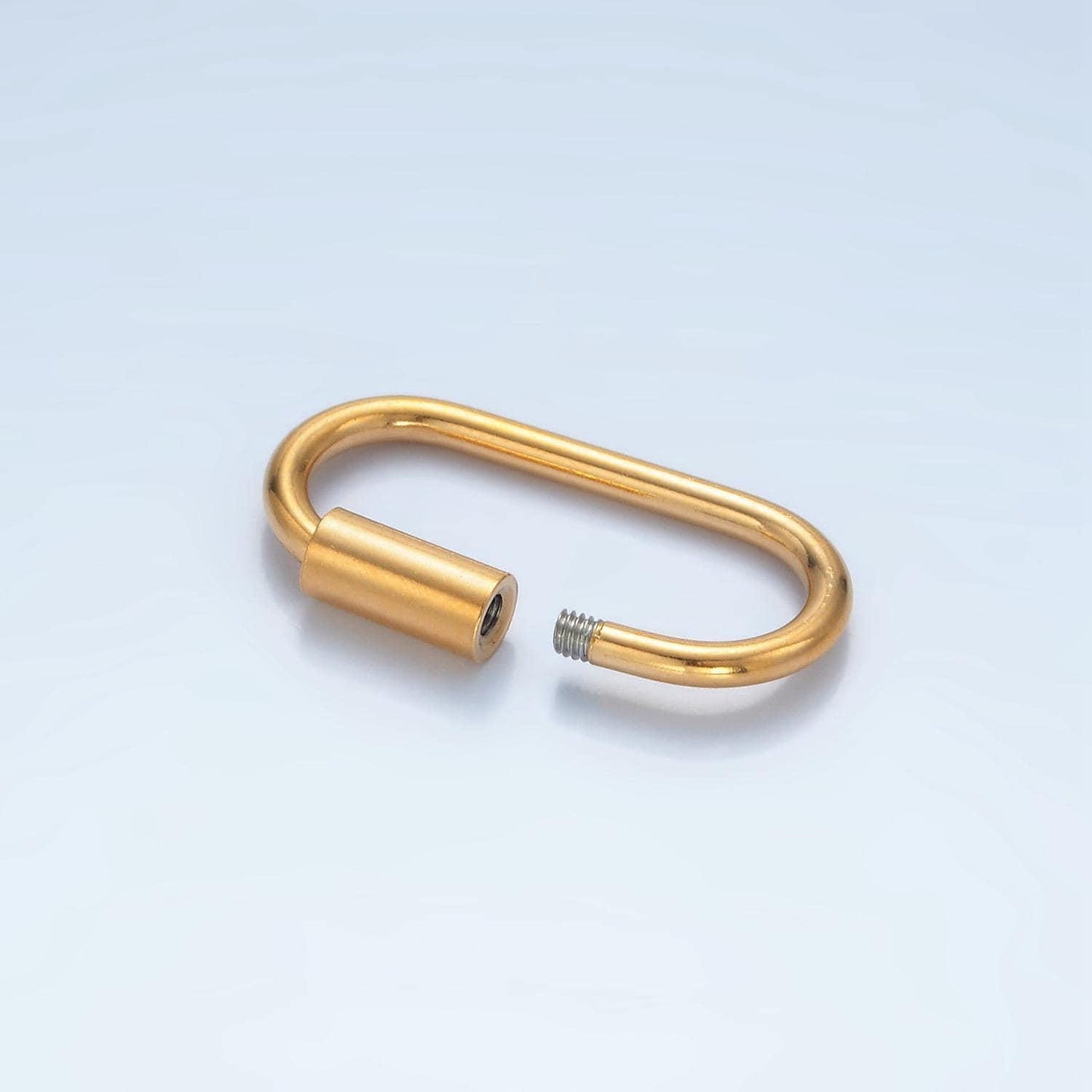 Stainless steel 26mm slim oval carabiner clasps closure findings gold screw lock charm holder | z-978
