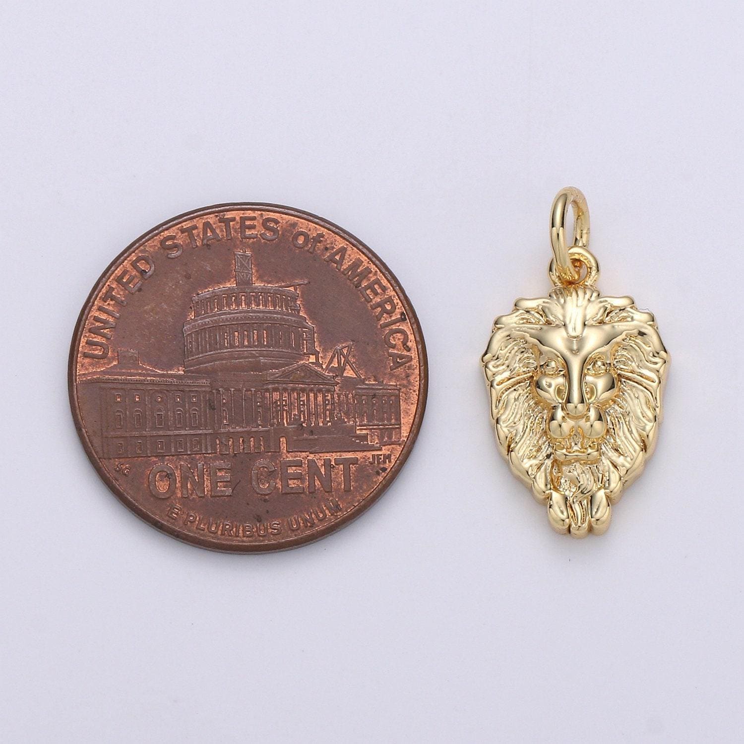 14k gold lion charm, lion pendant, lion bracelet, lion silver charm, animal charm, nature