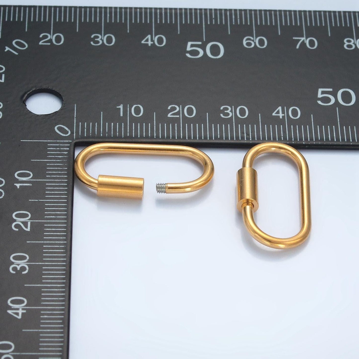 Stainless steel 26mm slim oval carabiner clasps closure findings gold screw lock charm holder | z-978