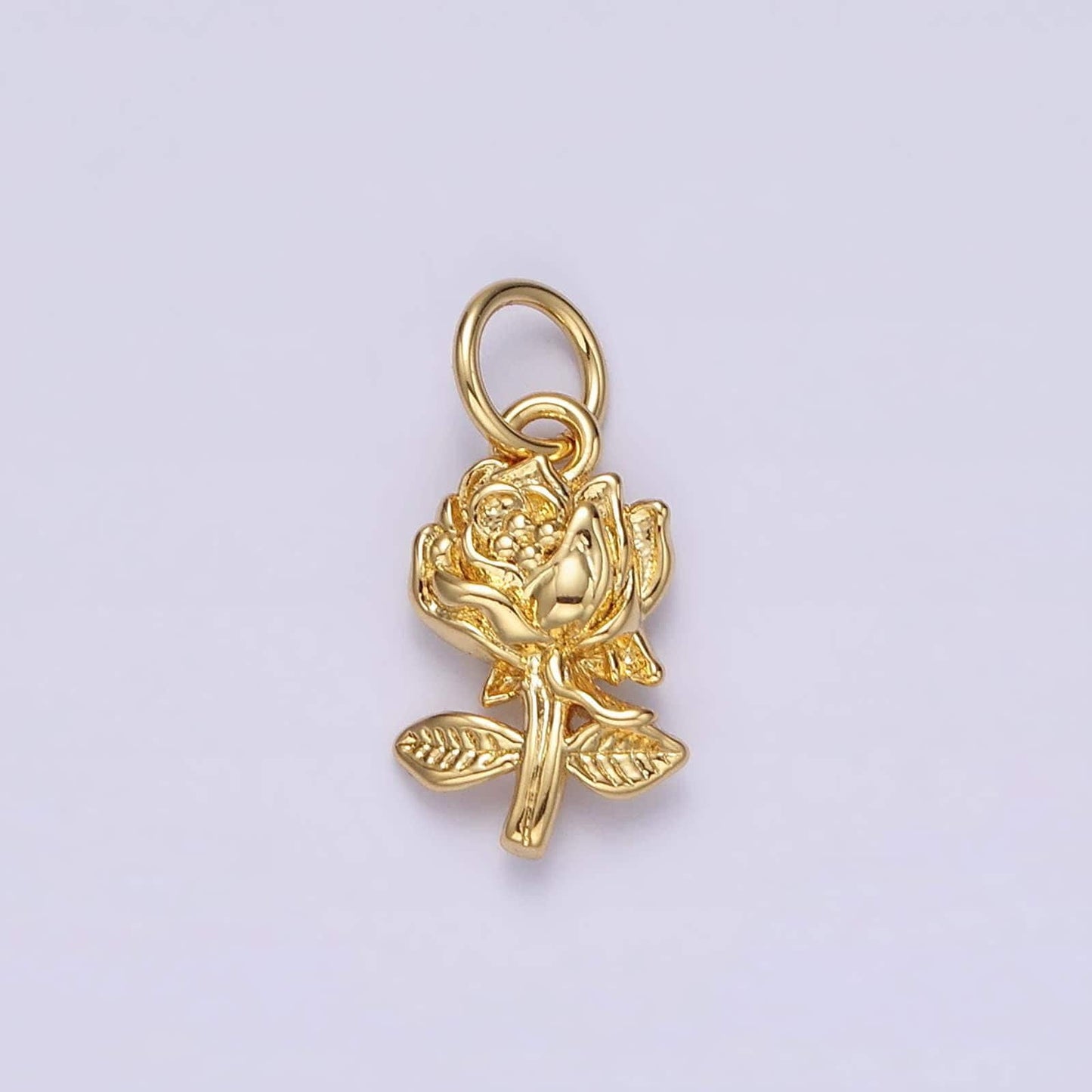 14k gold filled 16mm rose flower nature charm in gold & silver | n1112 n1113