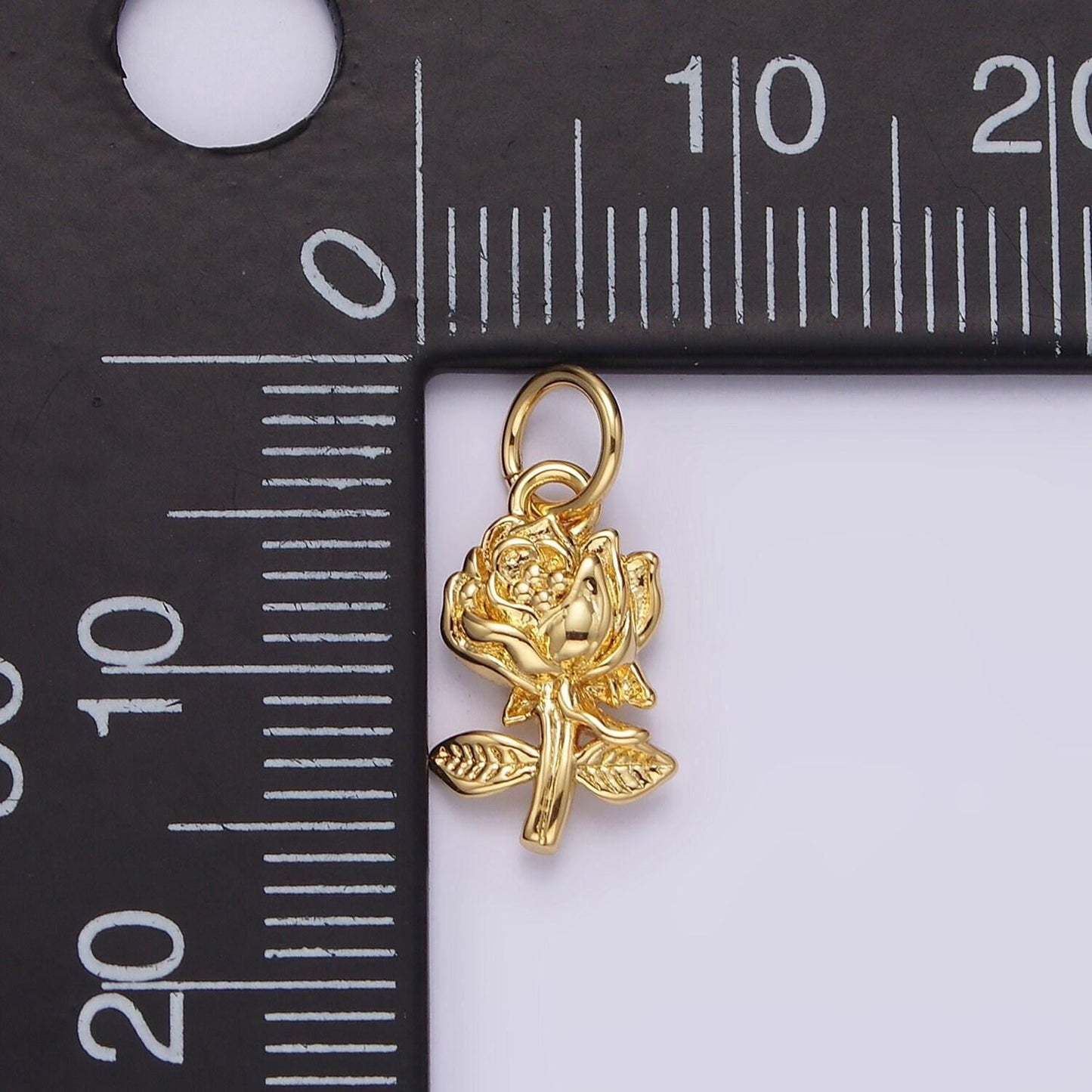 14k gold filled 16mm rose flower nature charm in gold & silver | n1112 n1113