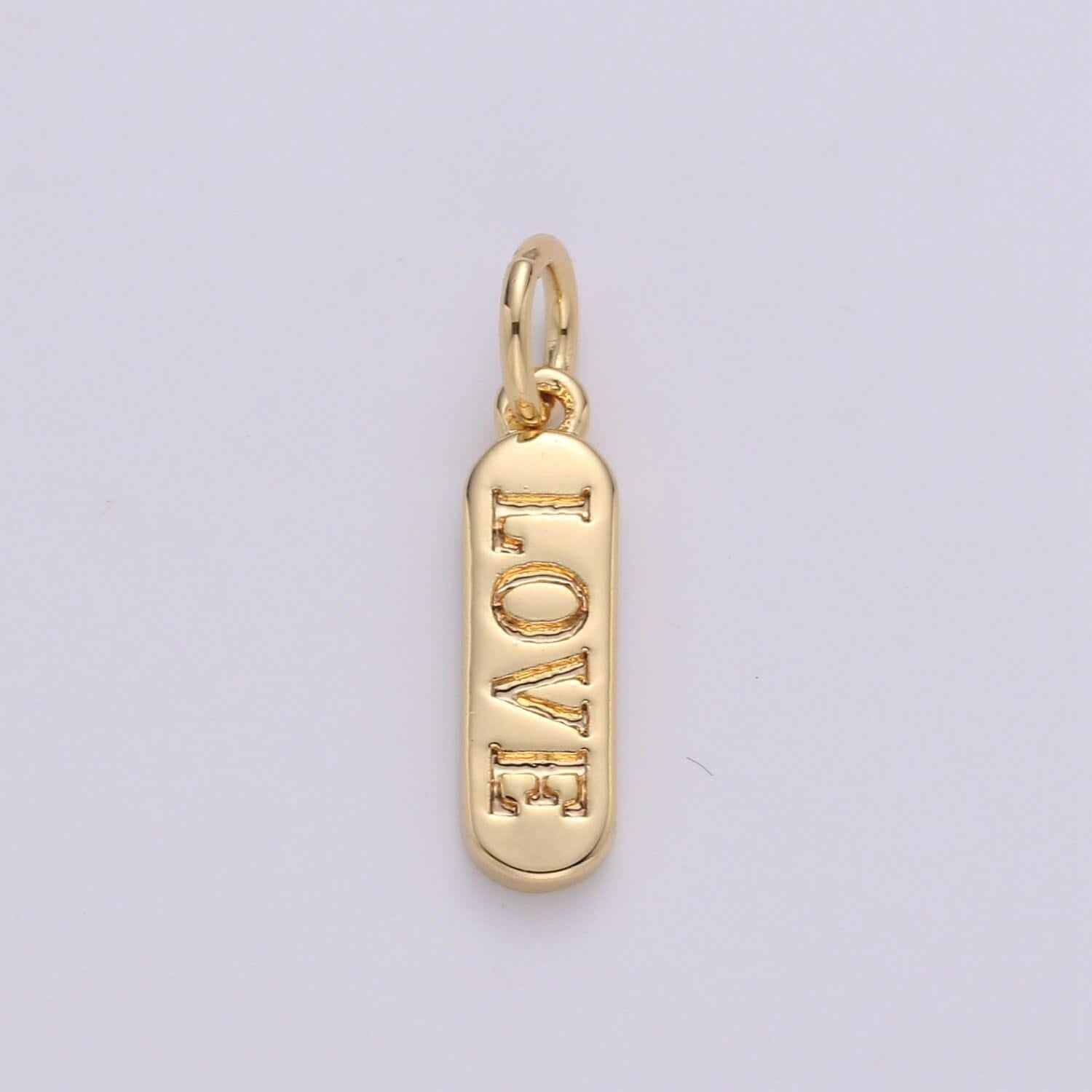 Dainty gold pill bar charm word love mom hope happy chill charm 14k gold filed charm for bracelet earring necklace d323-d330, d747