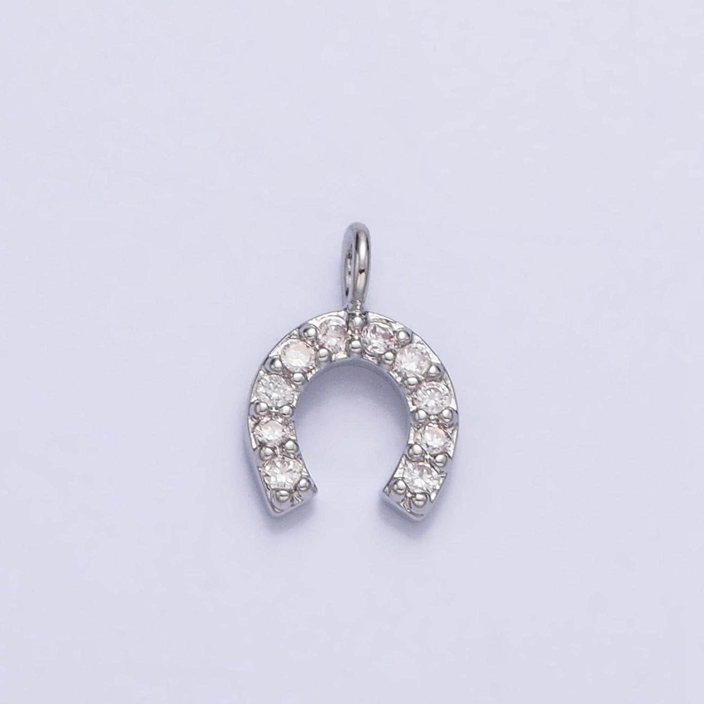 Mini gold horsehose charm micro pave silver horse shoe pendant add on charm lucky jewelry ac759 ac760