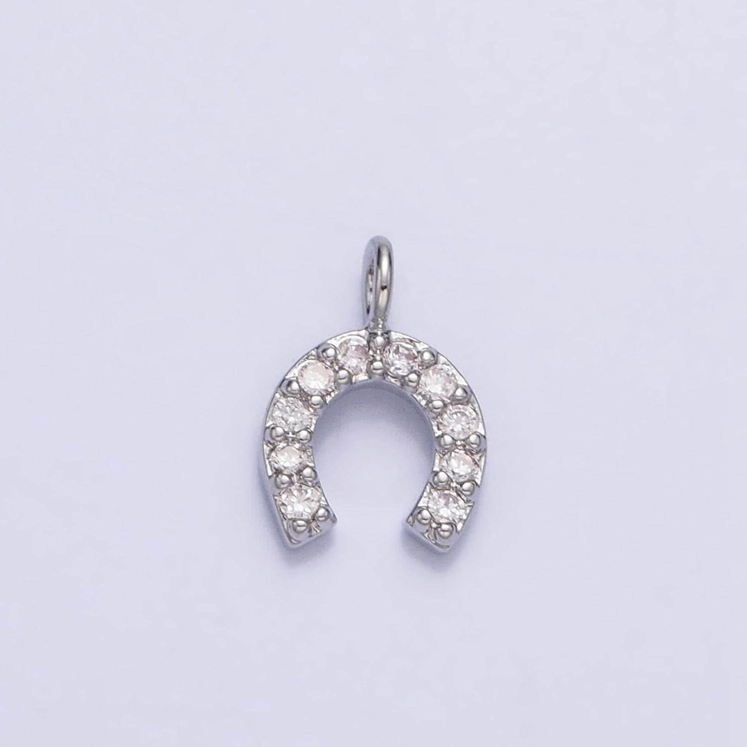 Mini gold horsehose charm micro pave silver horse shoe pendant add on charm lucky jewelry ac759 ac760