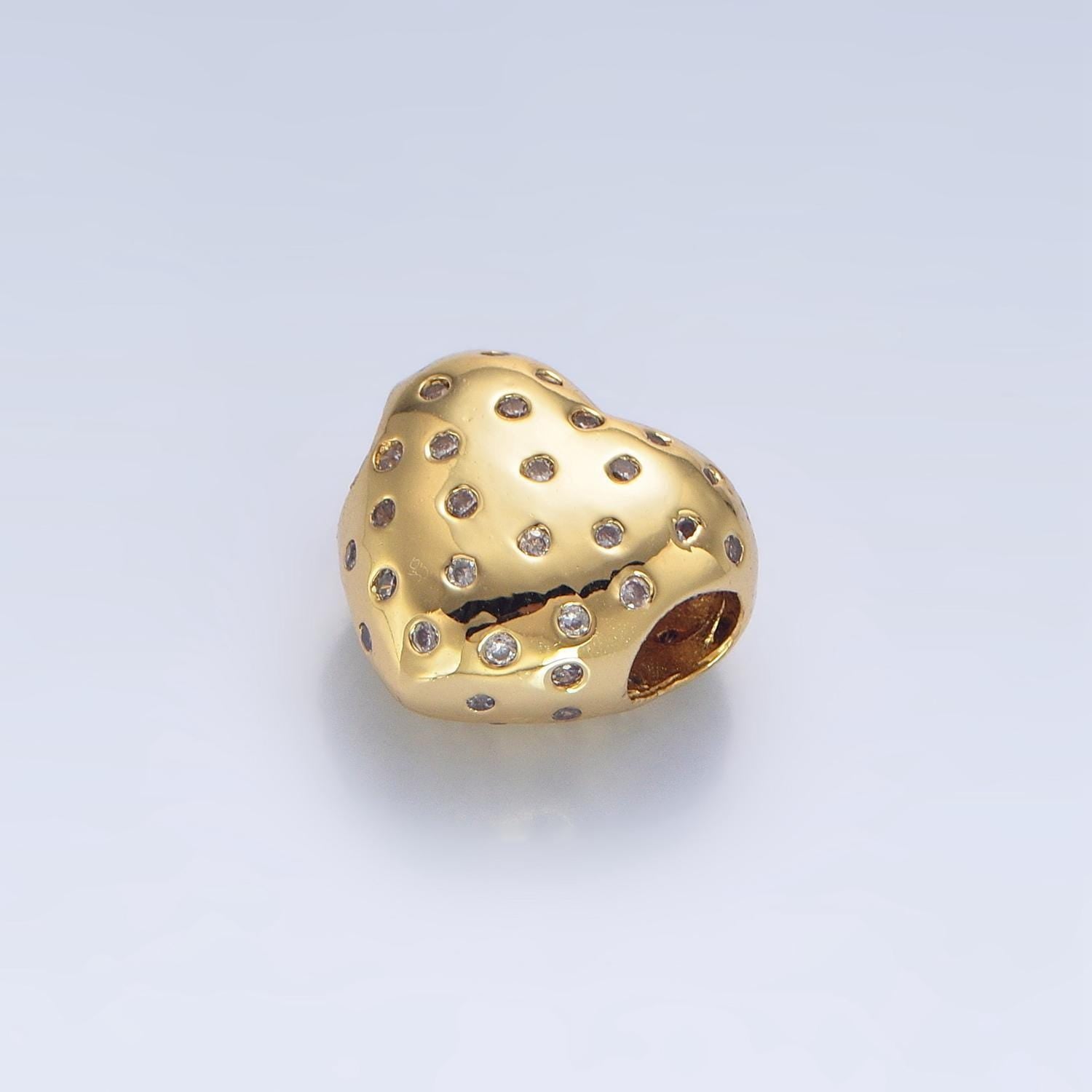 1x gold dainty heart spacer beads cubic zirconia bubble beads bracelet connector for bracelet jewelry making supply finding 13 x 12 mm b910