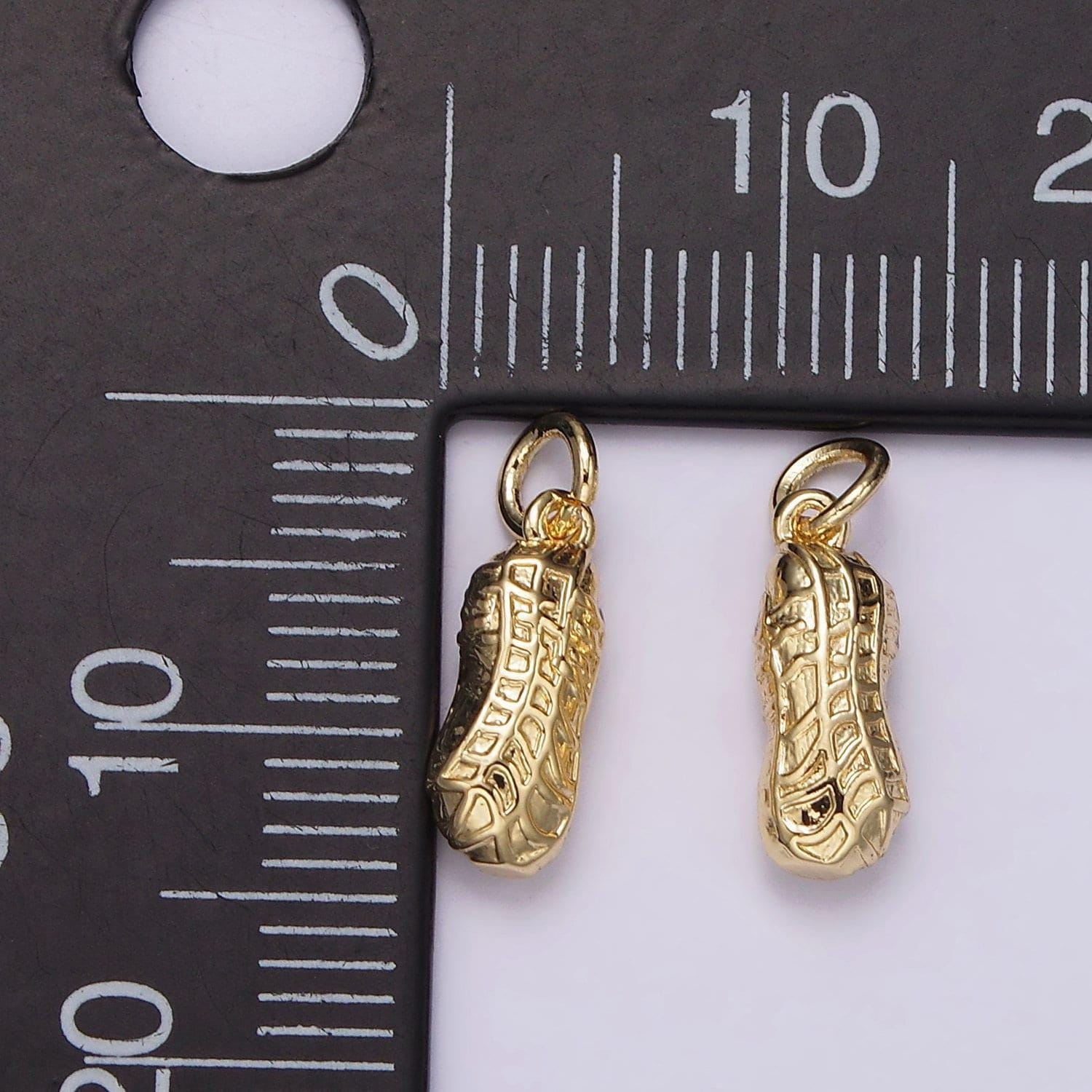 Small gold peanut charm, peanut lover pendant foodie mix charm for bracelet necklace earring component ag442